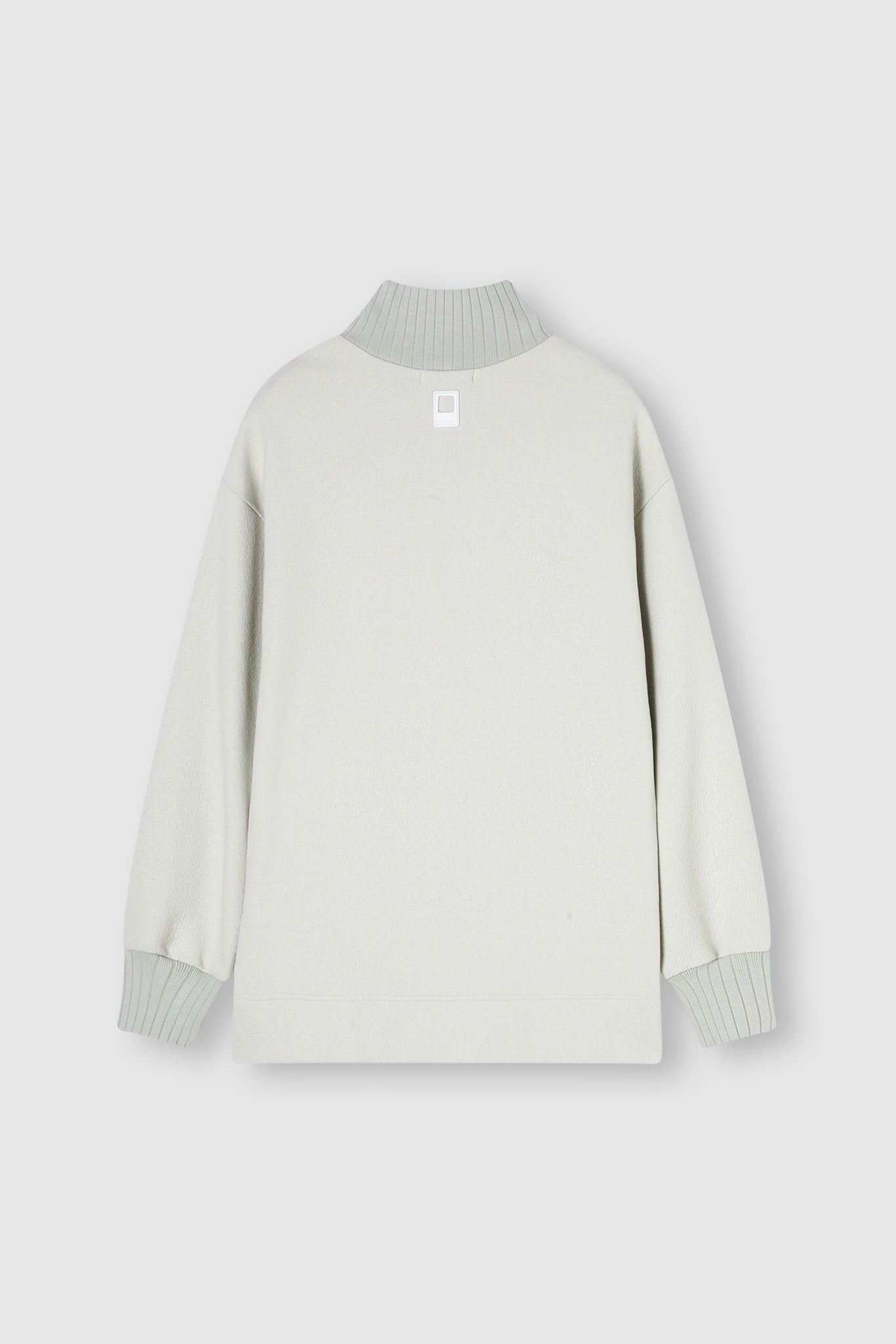 Front Slit High-Neck Jacquard Cut Top