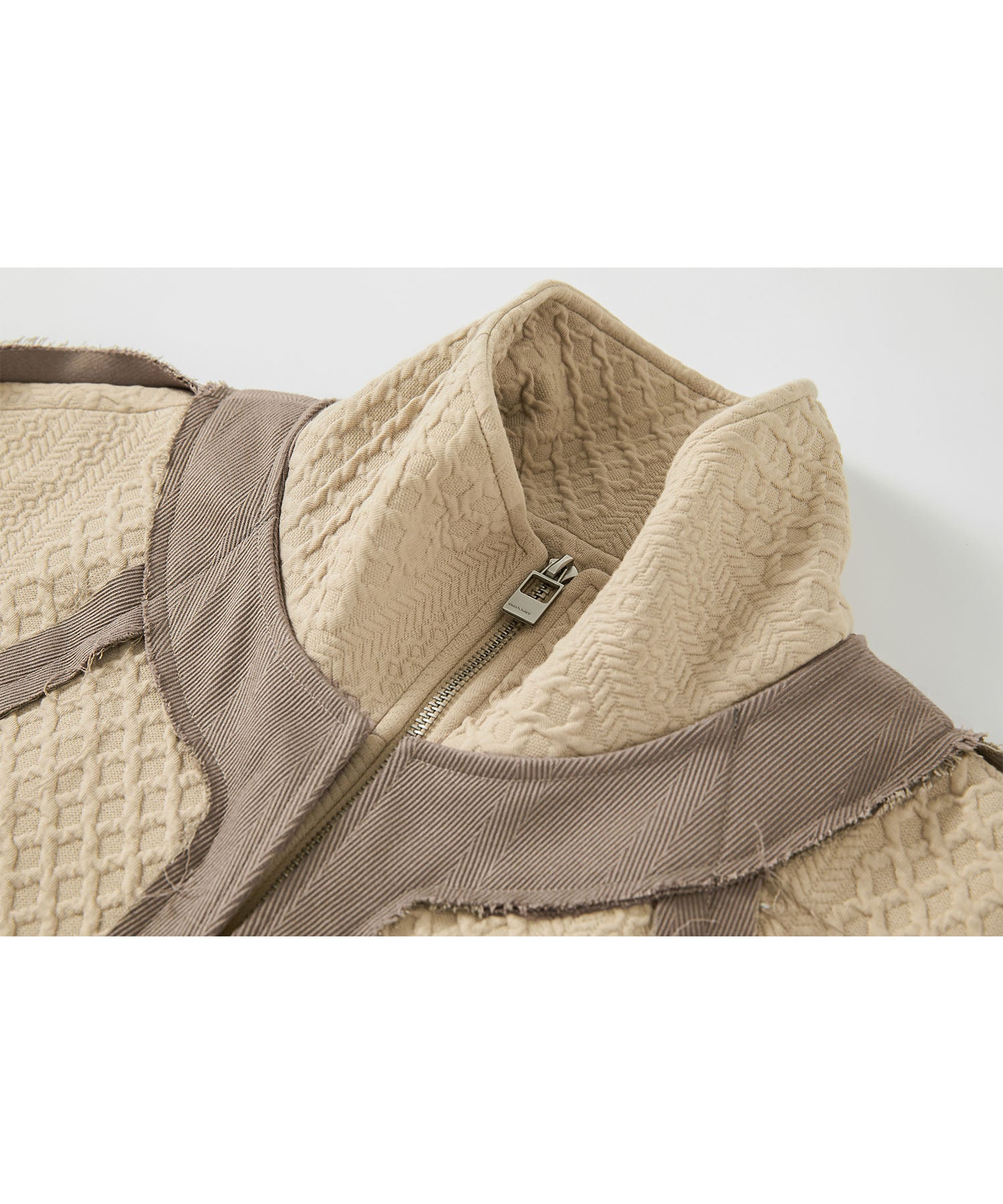 Cut-off line cable jacquard high neck long coat