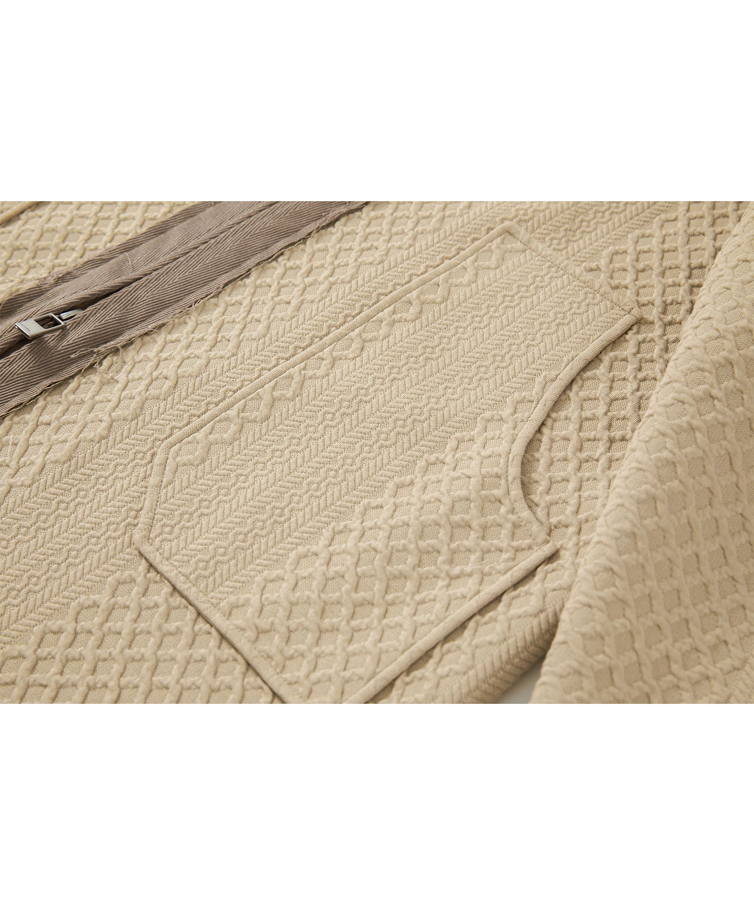 Cut-off line cable jacquard high neck long coat