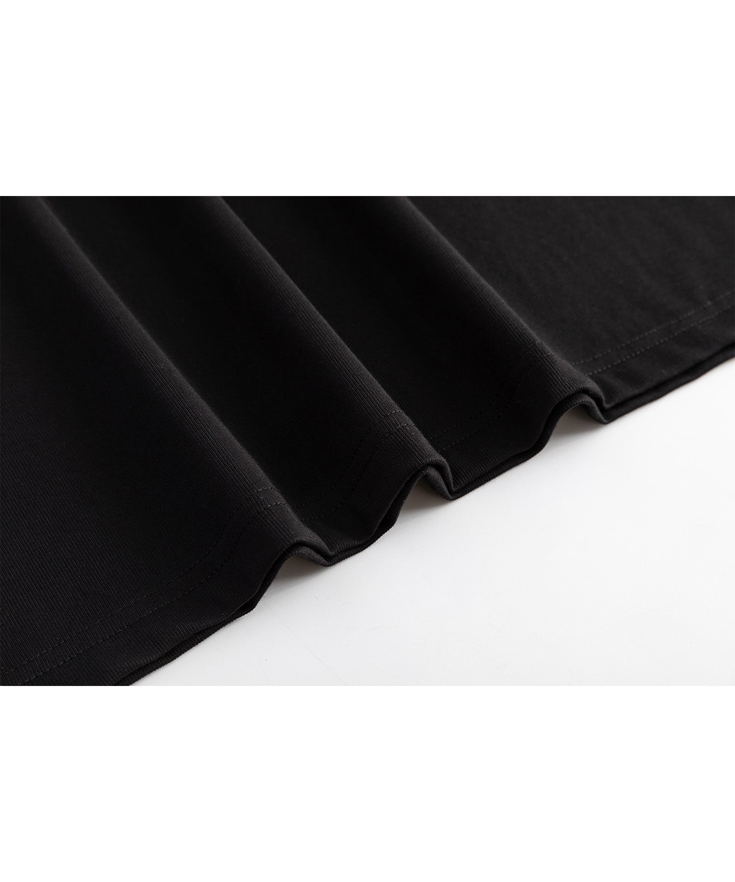 High neck long T-shirt cut-and-sew tops with logo