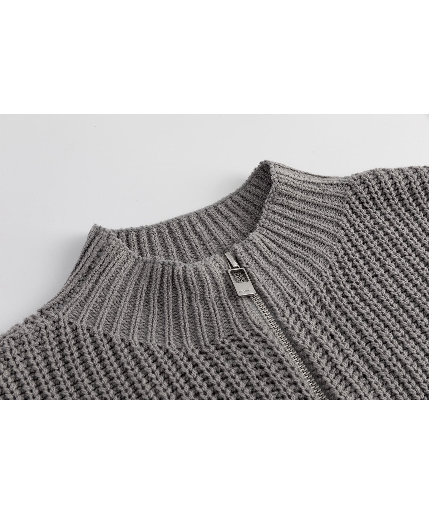 Stand collar high neck half zip up side open knit vest