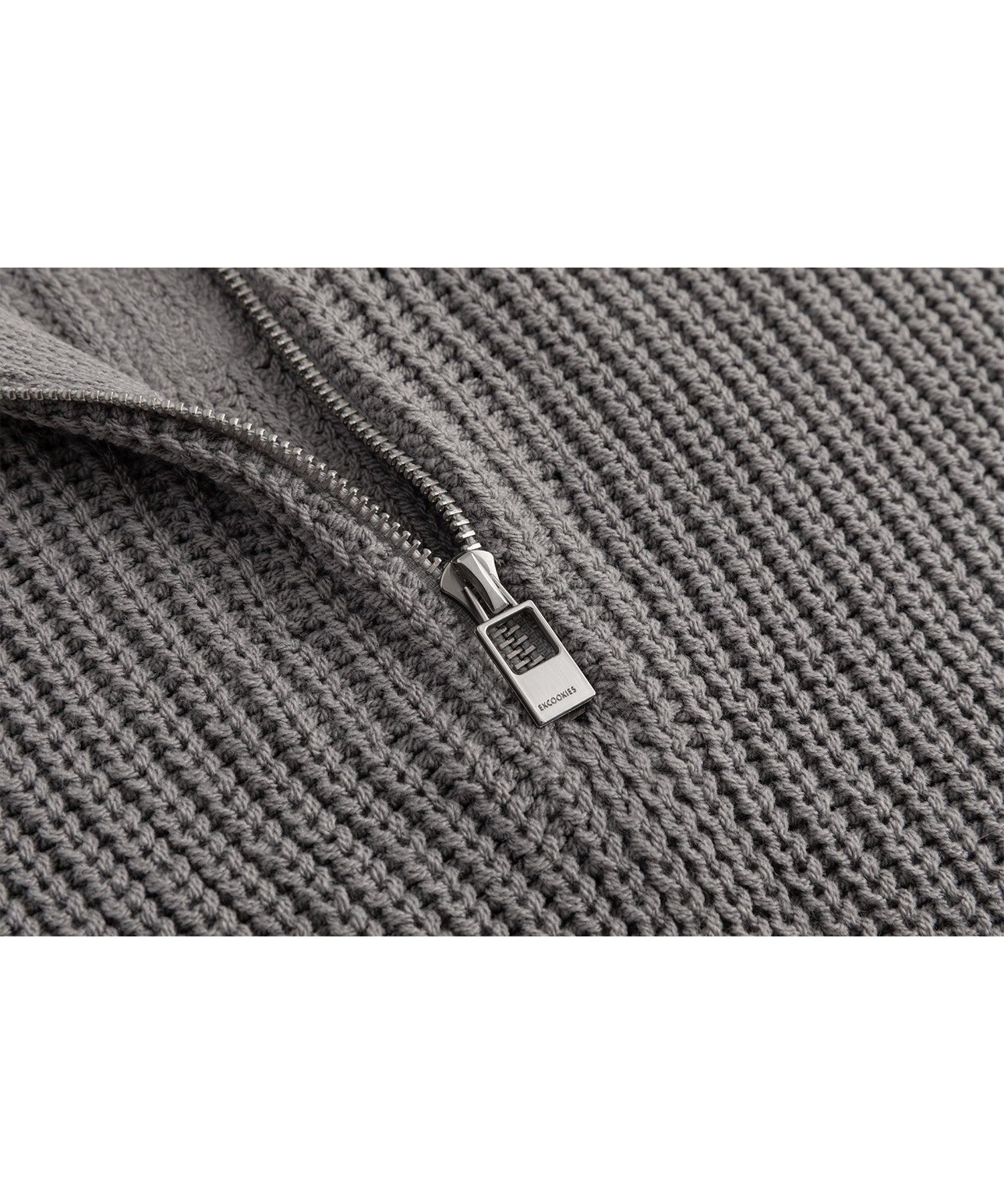 Stand collar high neck half zip up side open knit vest