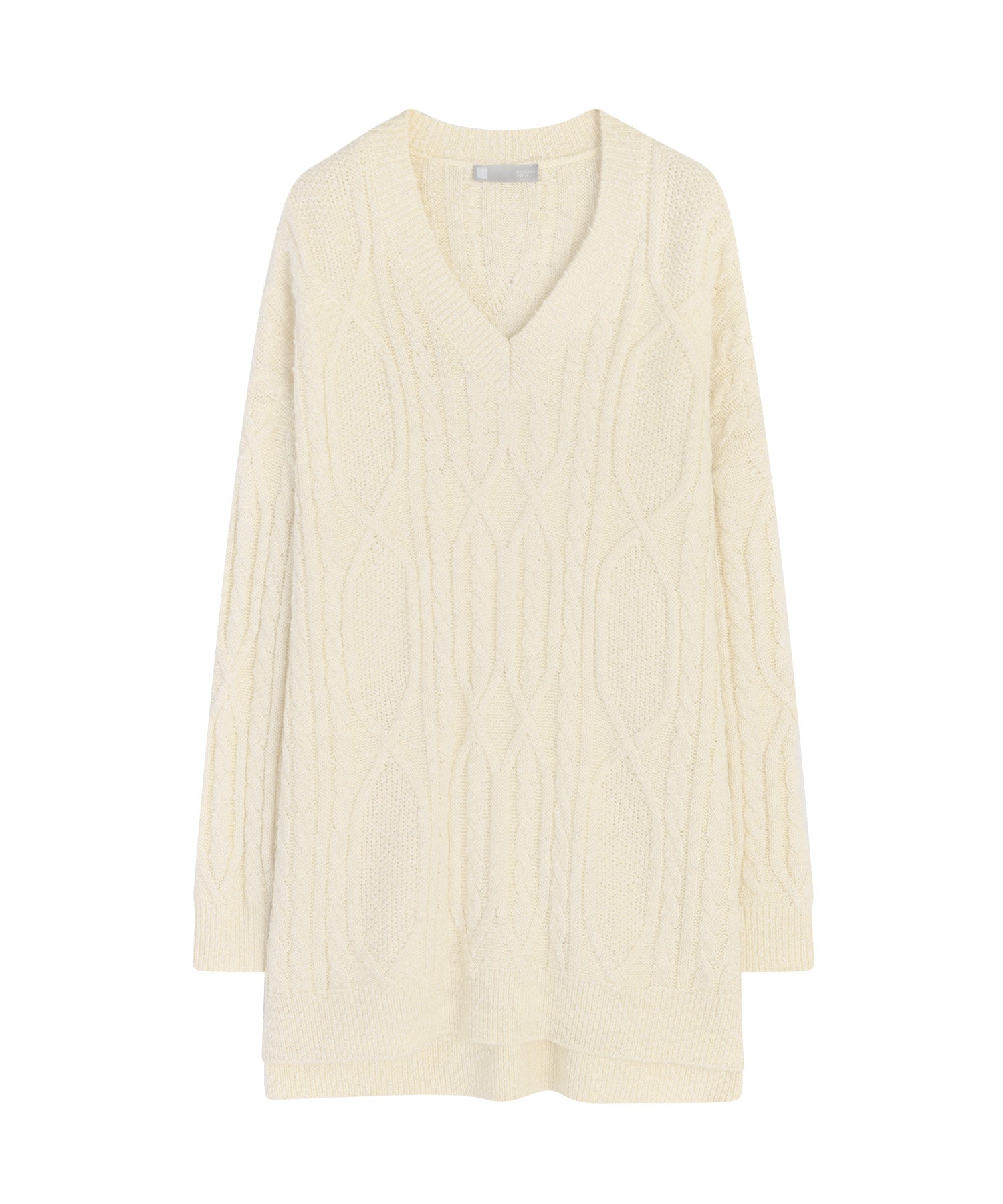 Cable-knit jacquard oversized V-neck knit top