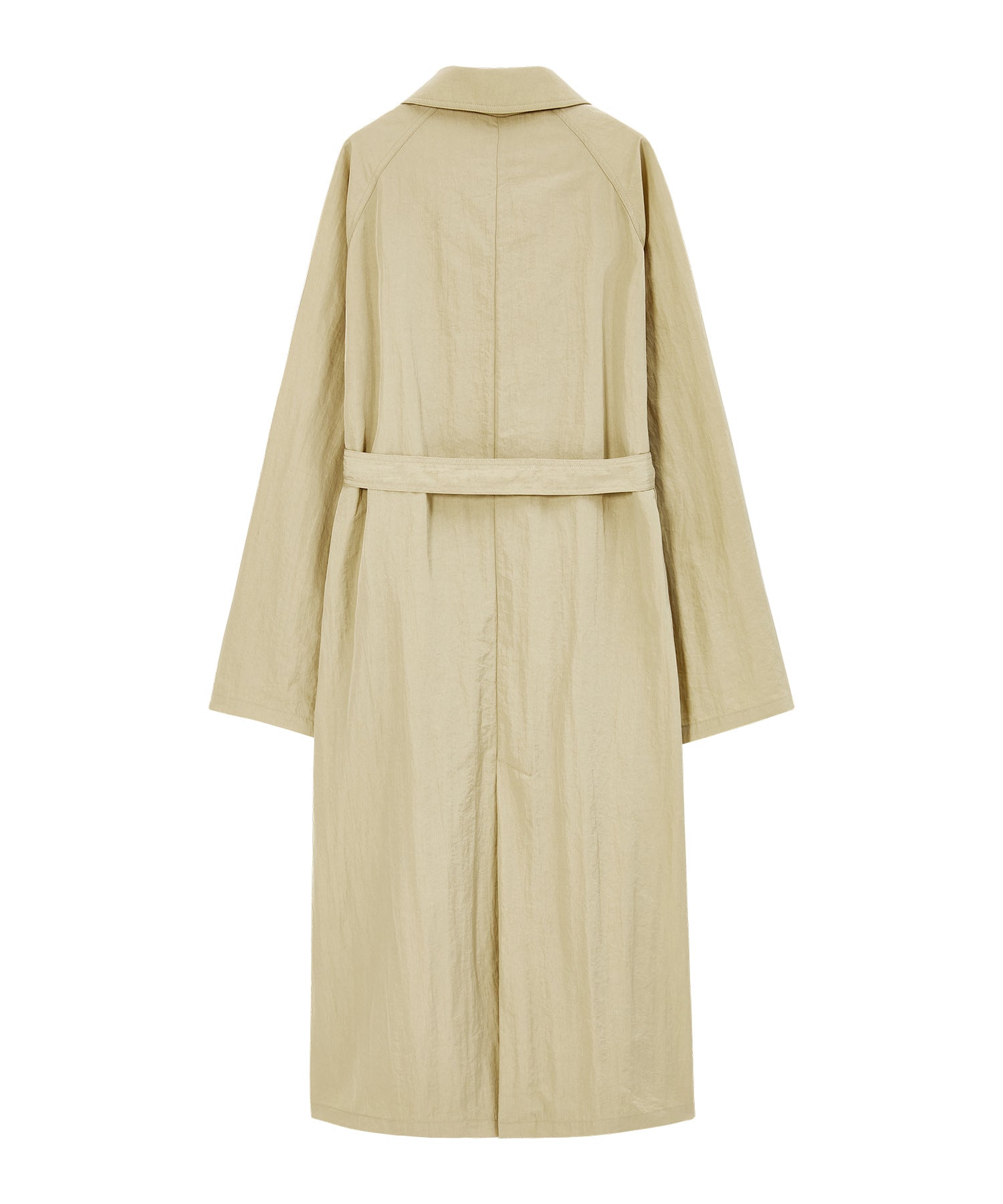 Lightweight Crinkled Fabric Longline Coat with Detachable Belt