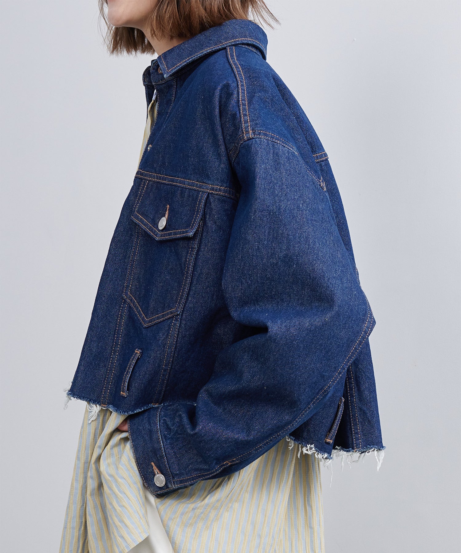 Cropped Cut-Off Denim Jacket