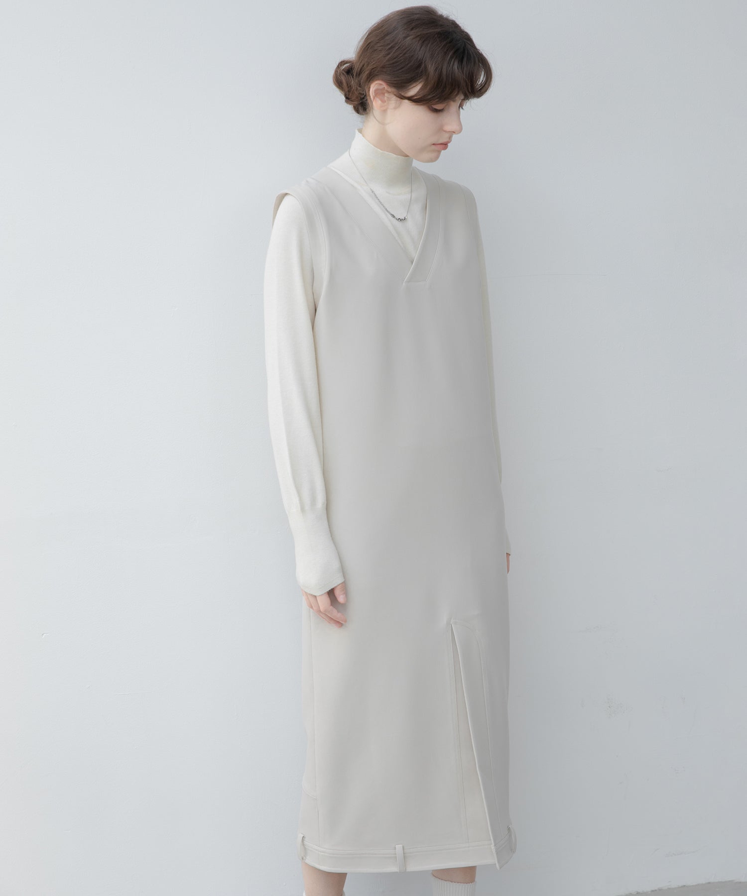 V neck vest long tight dress 