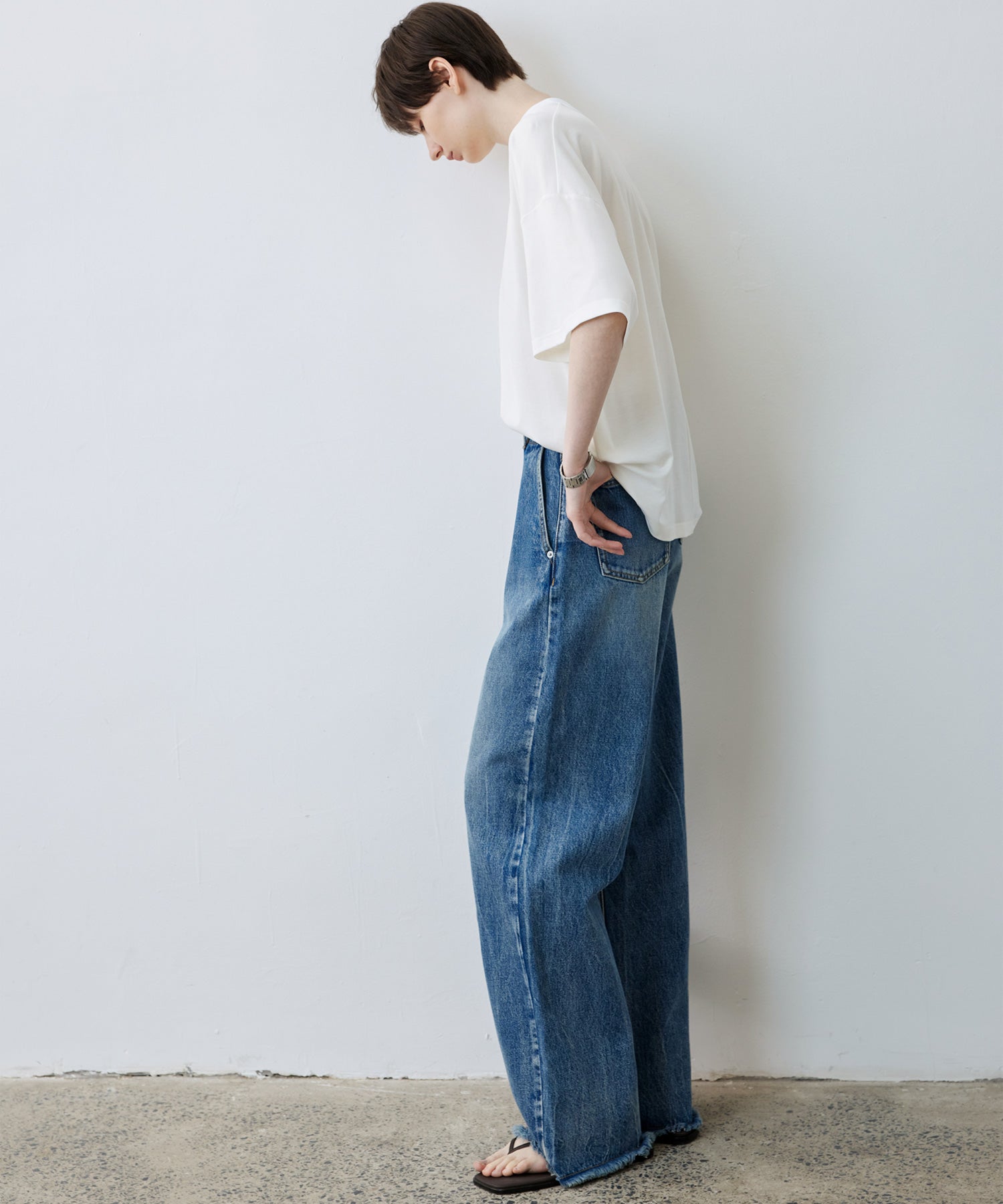 Oversize Contrast Sheer Docking T-Shirt/Tops