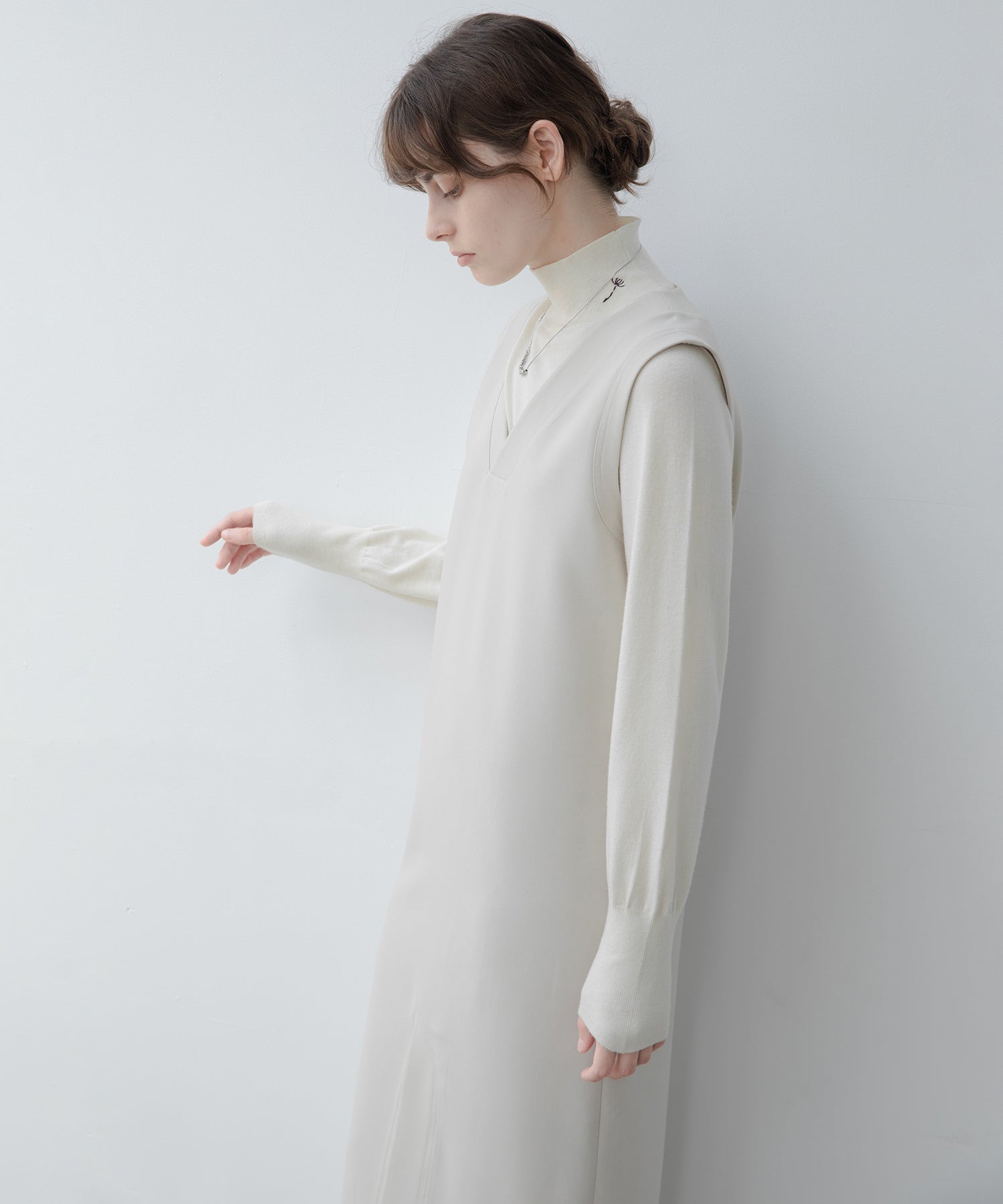 V neck vest long tight dress 