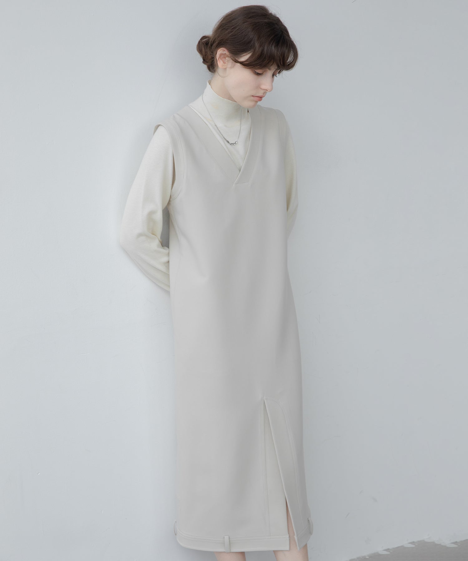 V neck vest long tight dress 