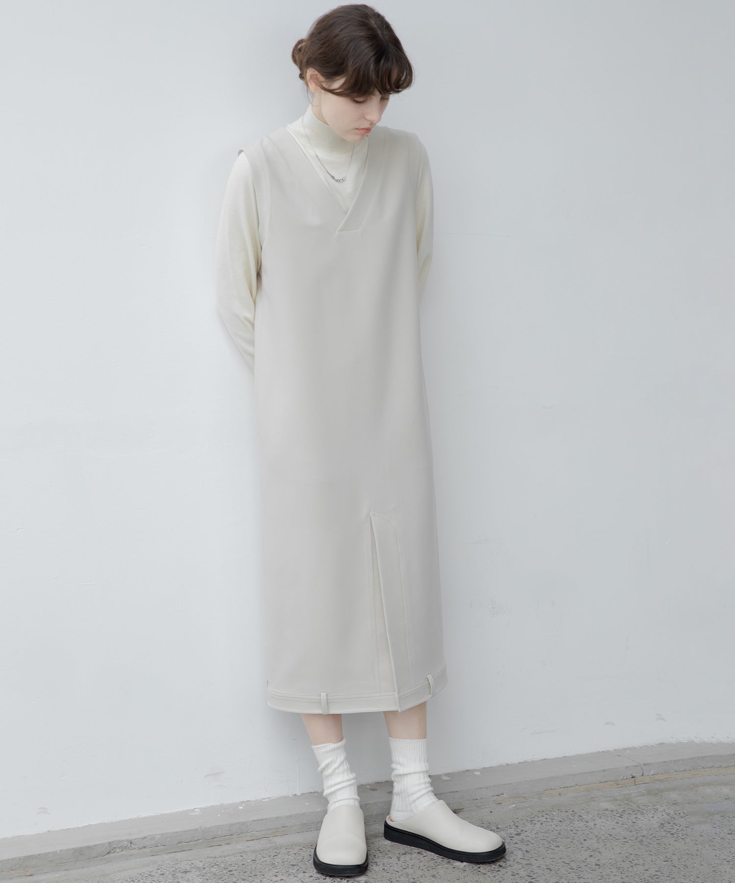 V neck vest long tight dress 