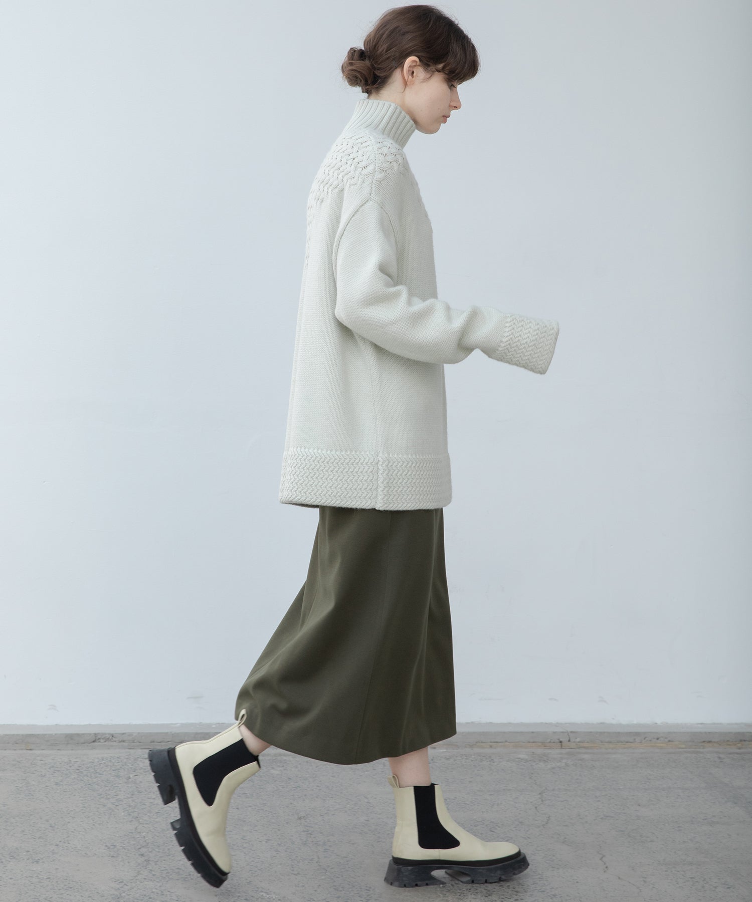 Color scheme stitch wrap design semi-flare skirt