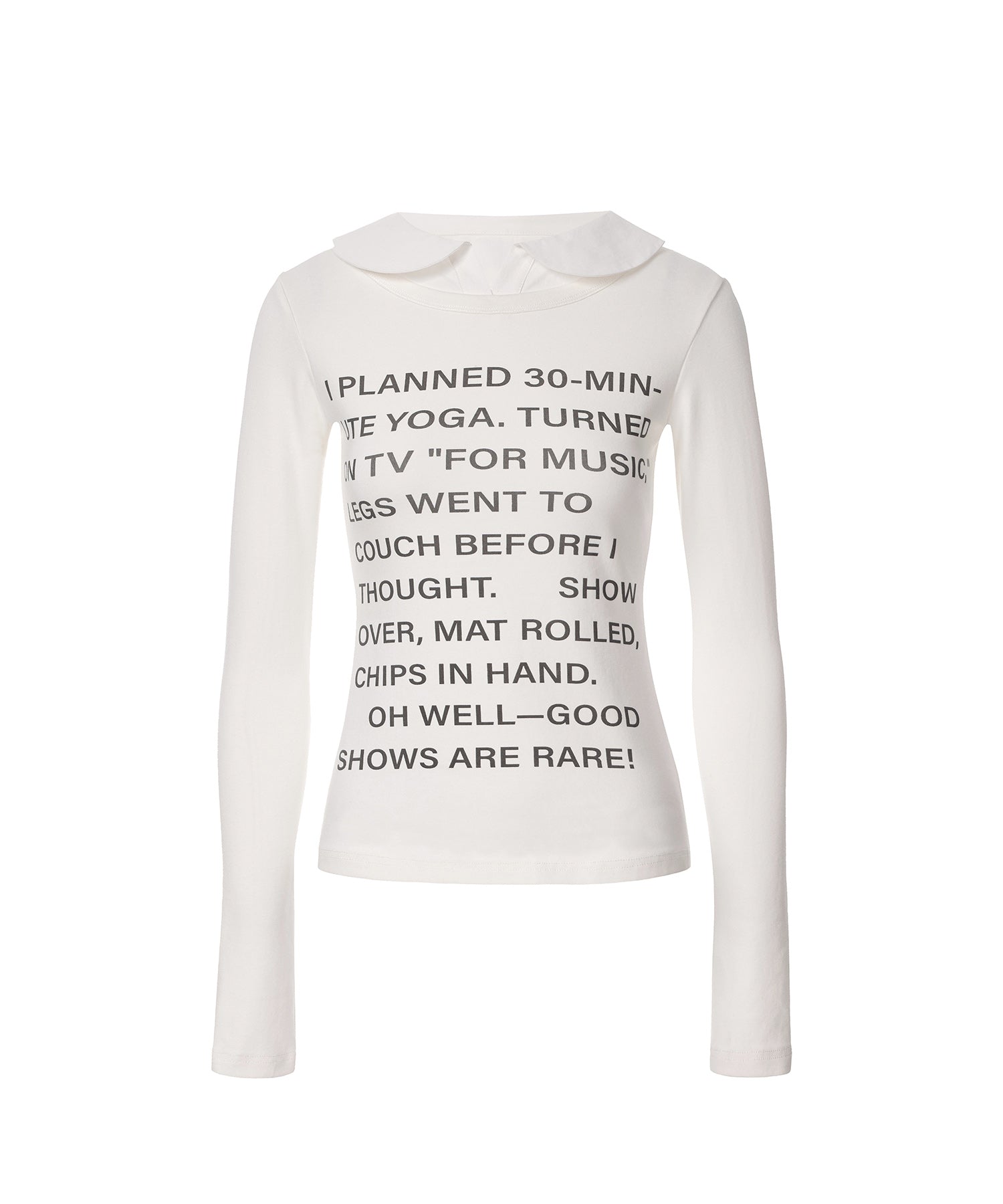 Layered-Look Shirt Collar Slogan Print Slim-Fit Base T-Shirt