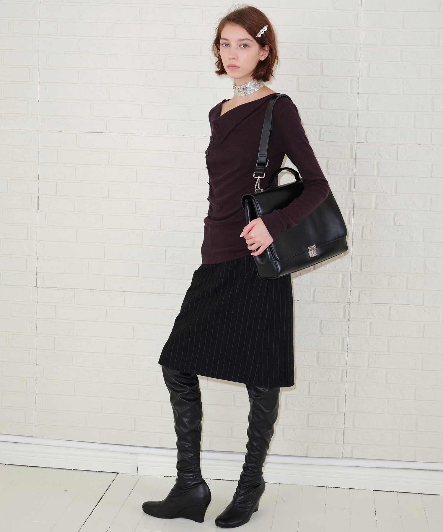 Side Button Detail Ribbed Top