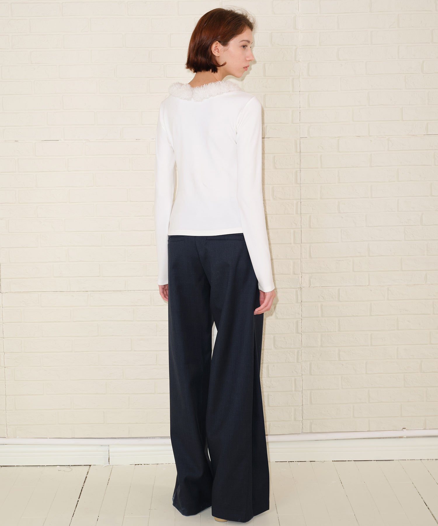 Detachable Fur Collar Stretchy Cloud-Soft Top