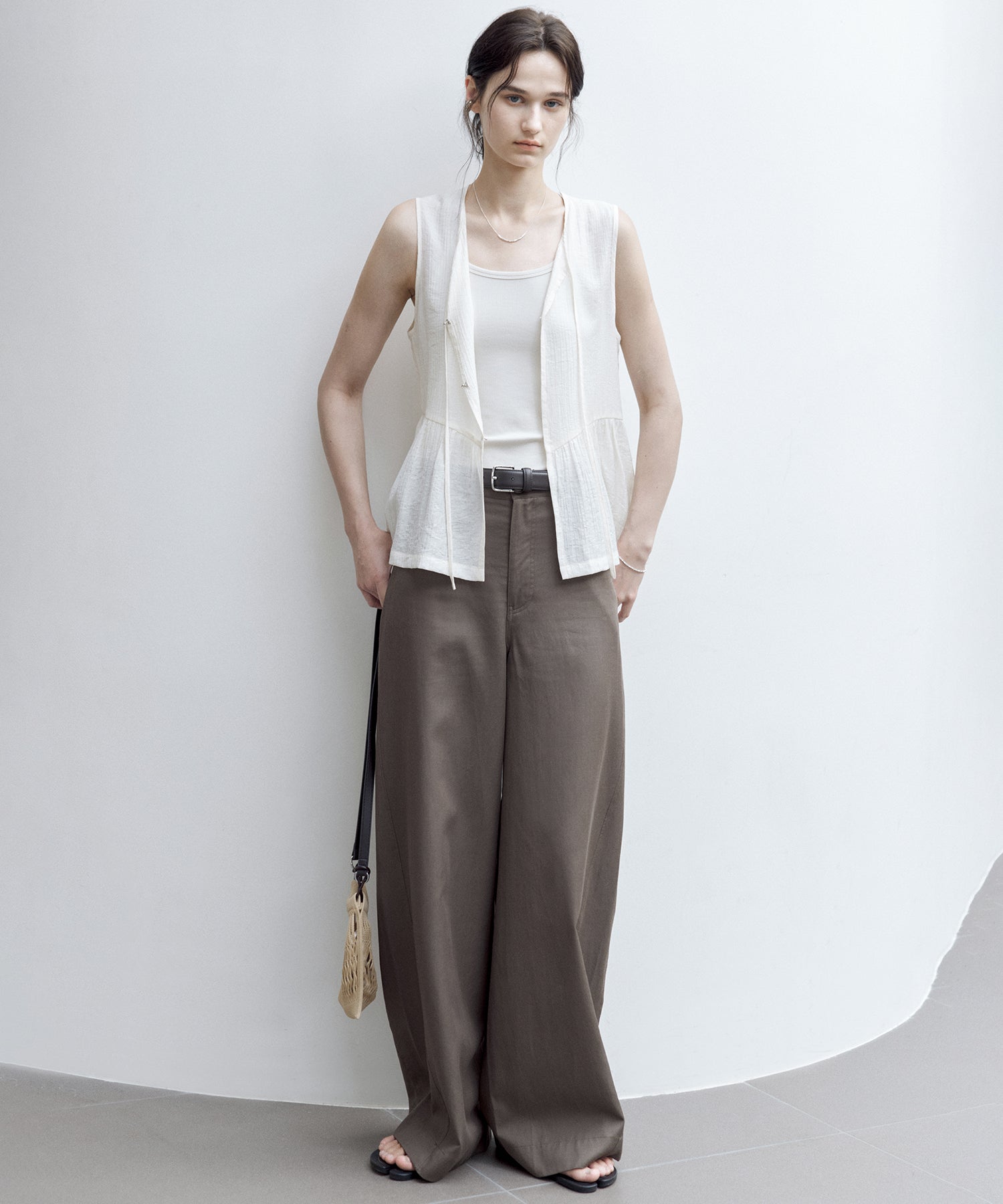 Flowy Tie Design Vest – Layered Look Summer Blouse