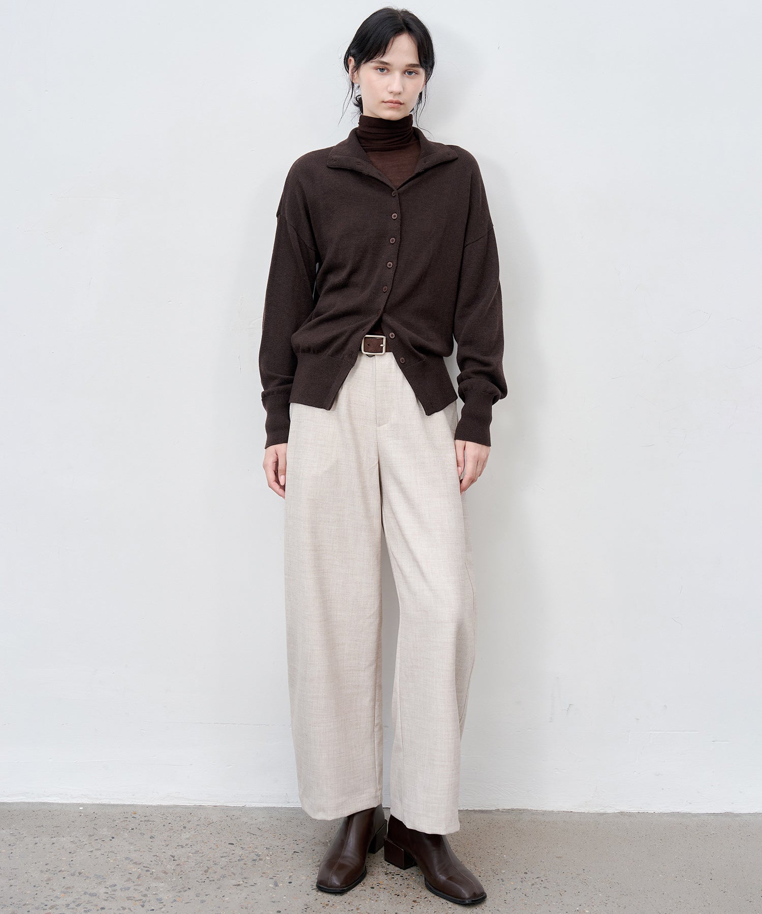 Thick Fabric Cropped Wide-Leg Pants