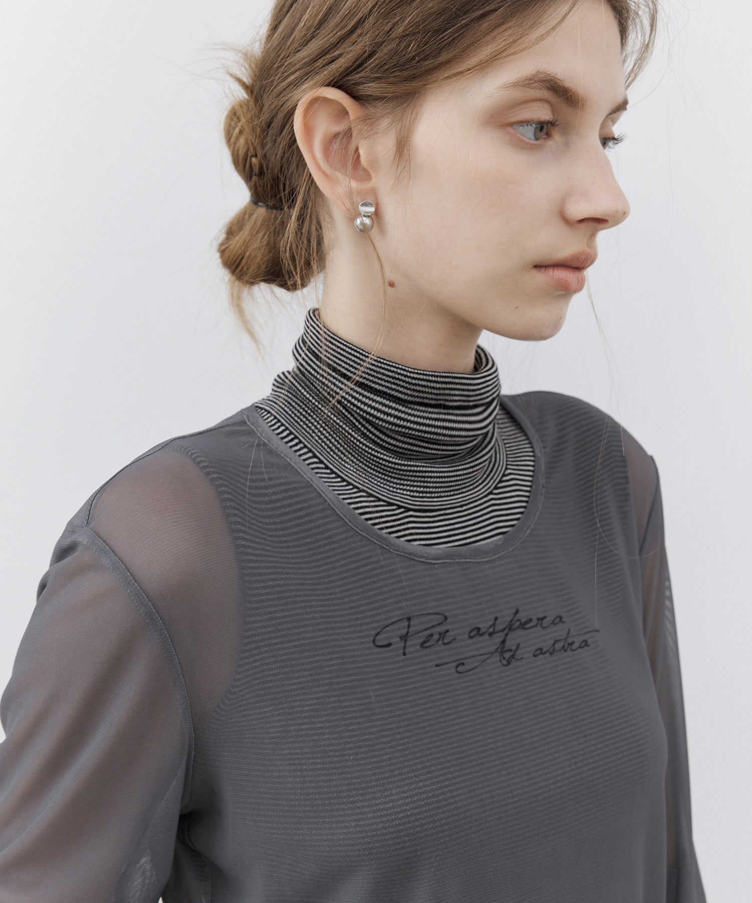 Sheer Logo Print Long-Sleeve Top