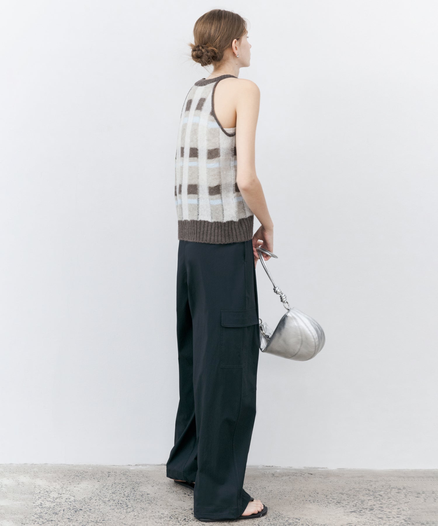 Check Jacquard V-Neck Knit Vest
