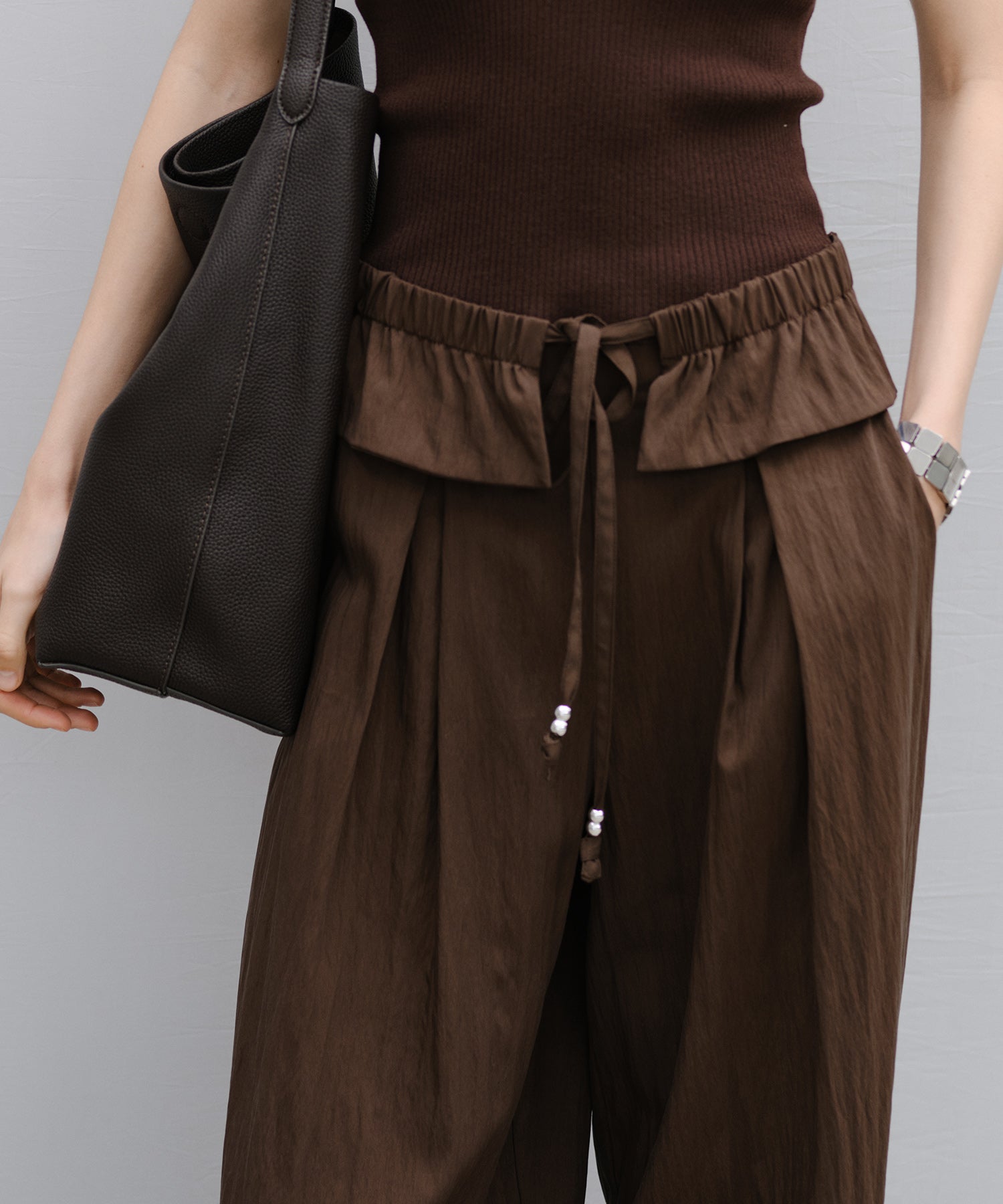 "Shipping from late February to early March" Curved Wide-Leg Drawstring Pants