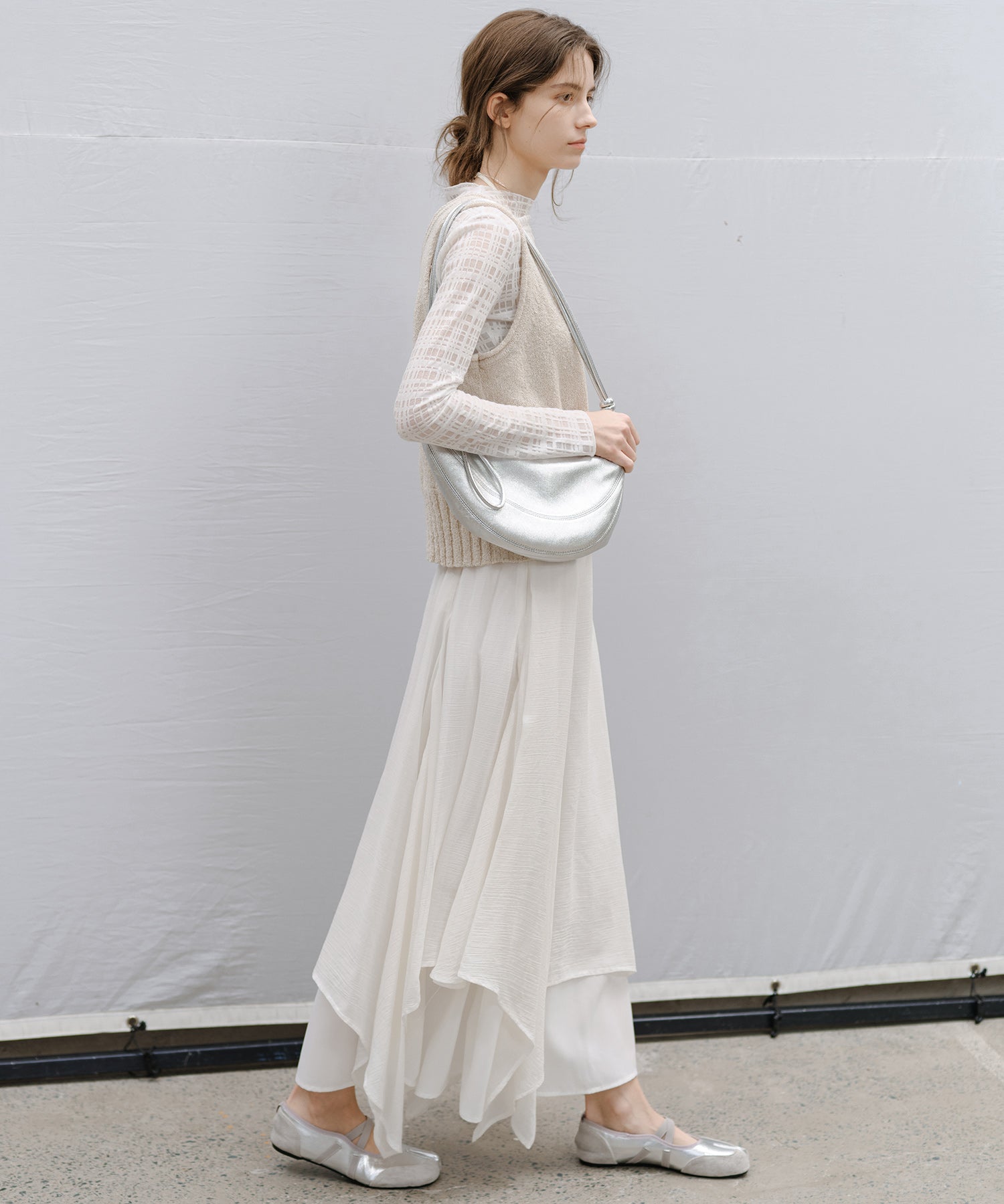 "Shipping from early to mid-March" Check Pattern Sheer Mesh Long Sleeve Top