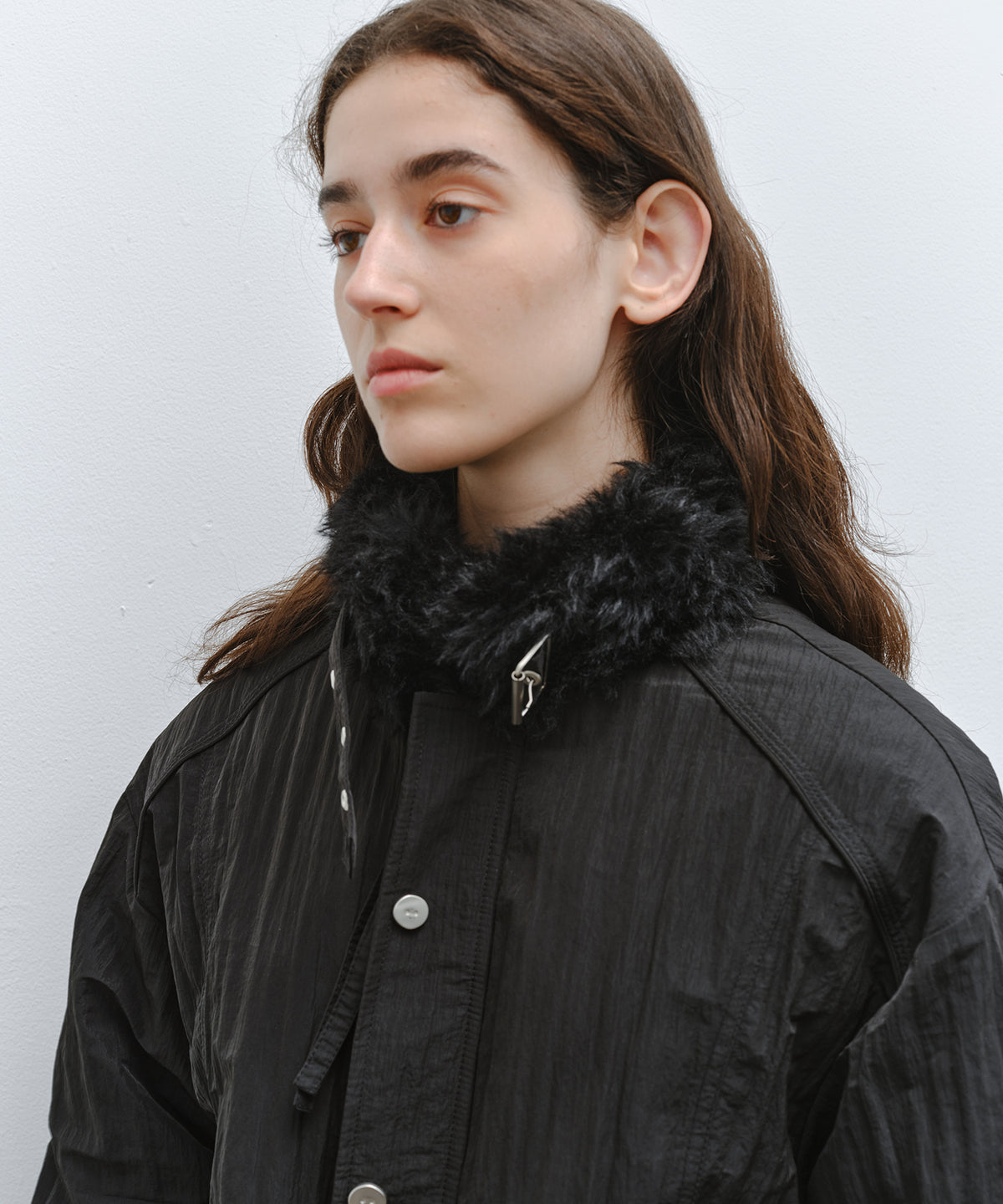 「10月下旬出荷予定」Faux Fur Trim Stand Collar Short Down Jacket