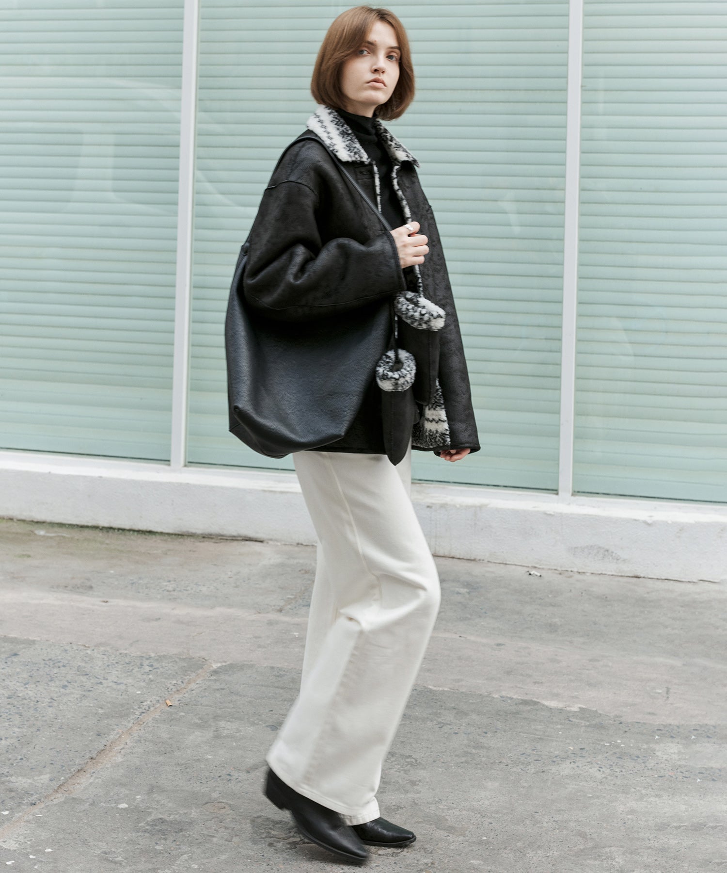 Fair Isle Faux Shearling Jacket with Gloves