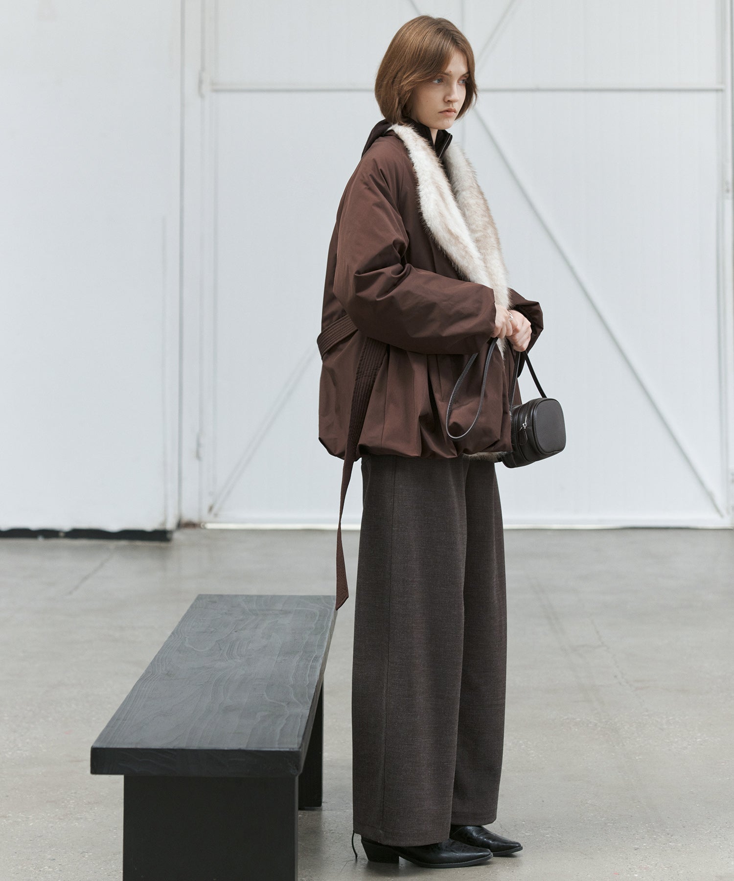 Faux Fur Collar Balloon Down Jacket