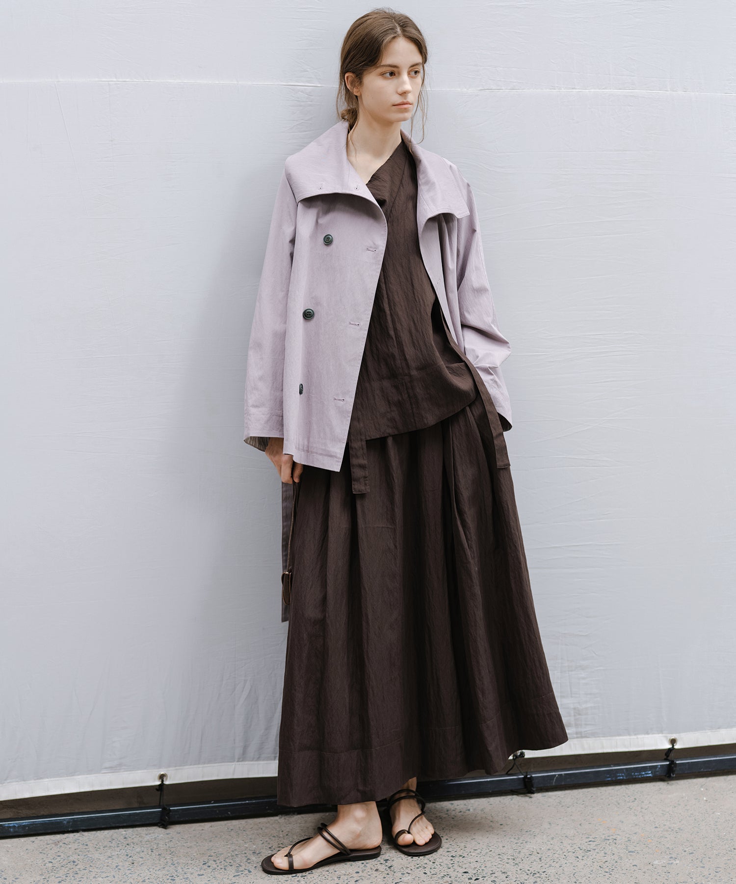 Wrap Collar Belted Cropped Trench Jacket