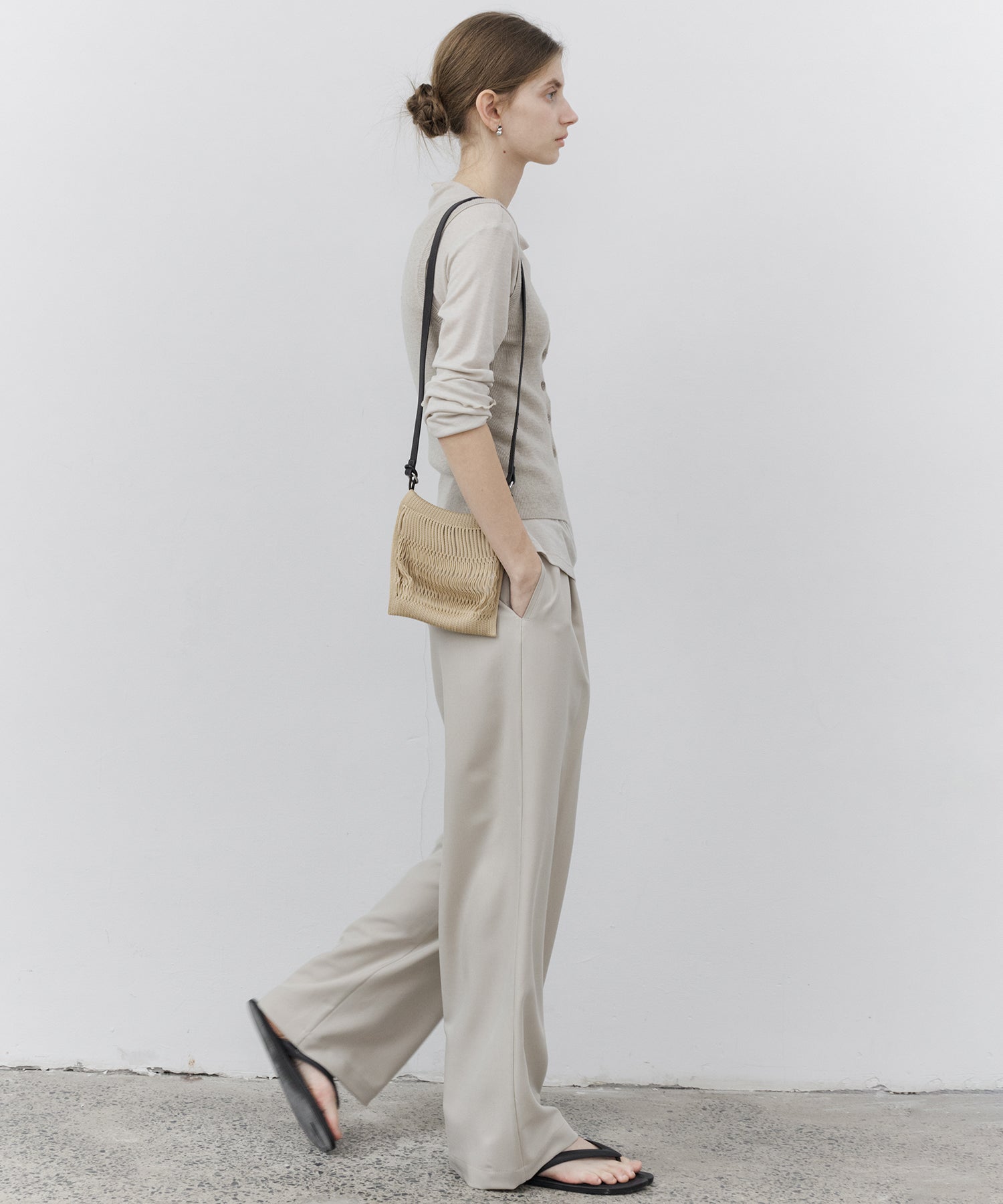 Draped Wide-Leg Tailored Pants