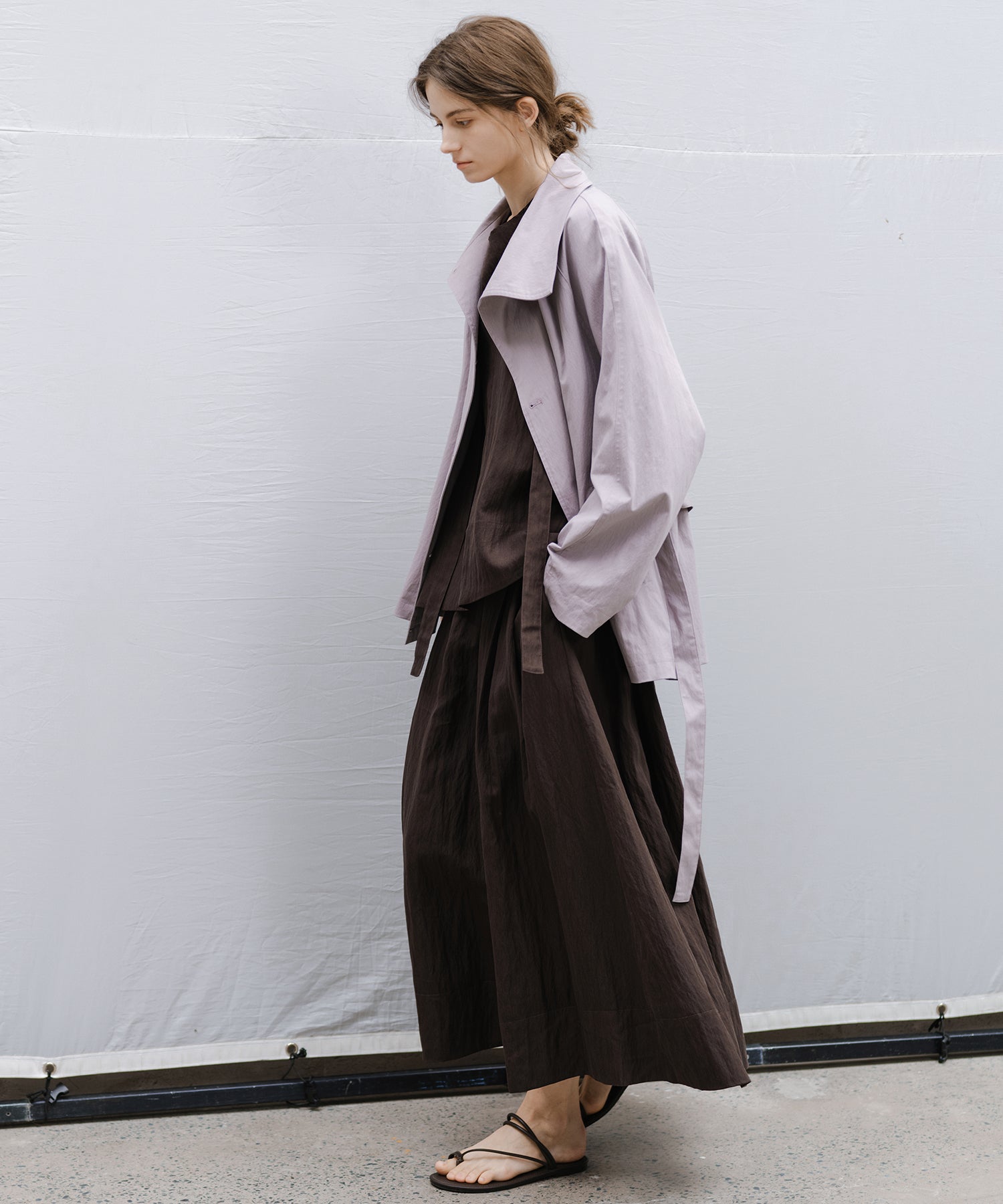 Wrap Collar Belted Cropped Trench Jacket