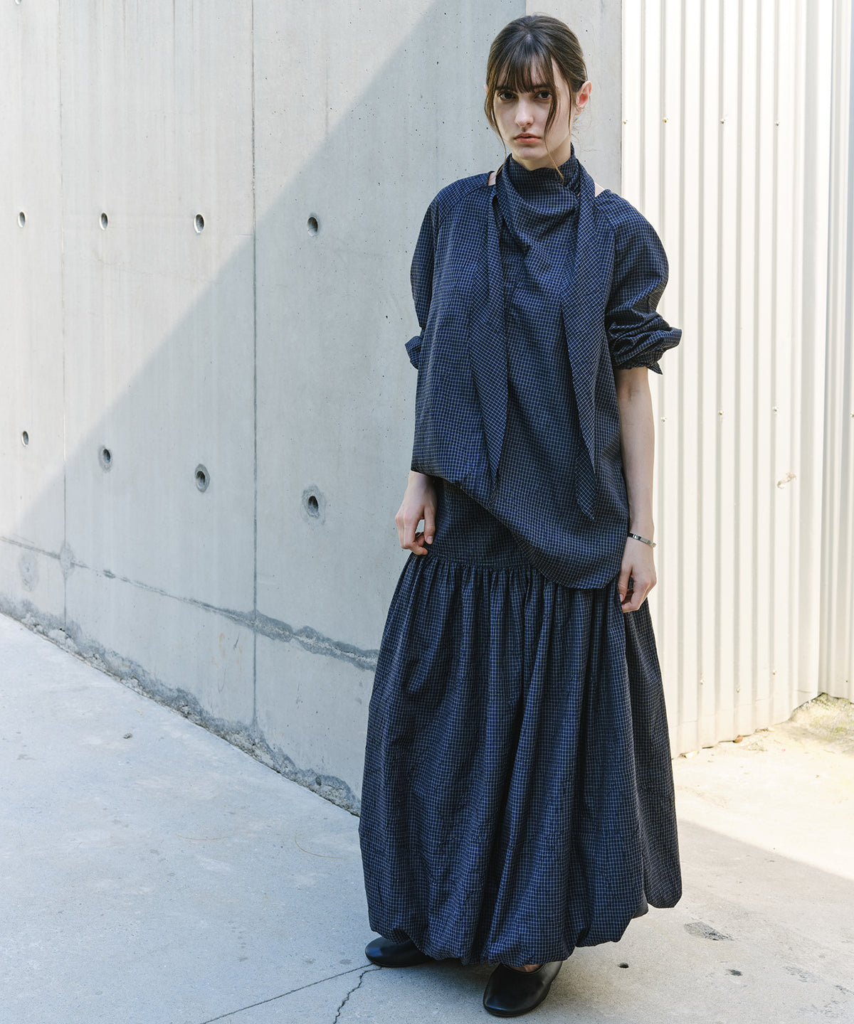 「9月下旬出荷予定」Cross Stole Collar Oversized Shirt