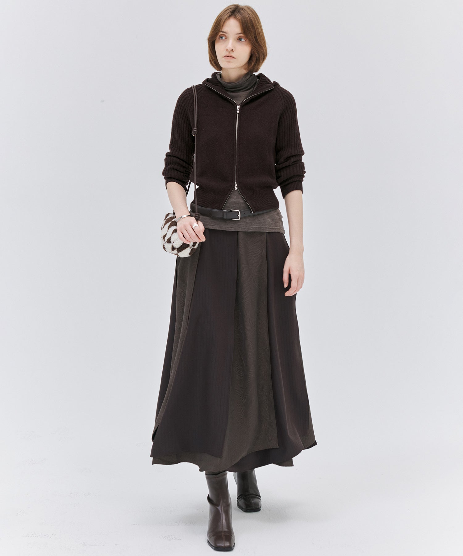 100% Wool Open Front Hooded Knit Cardigan