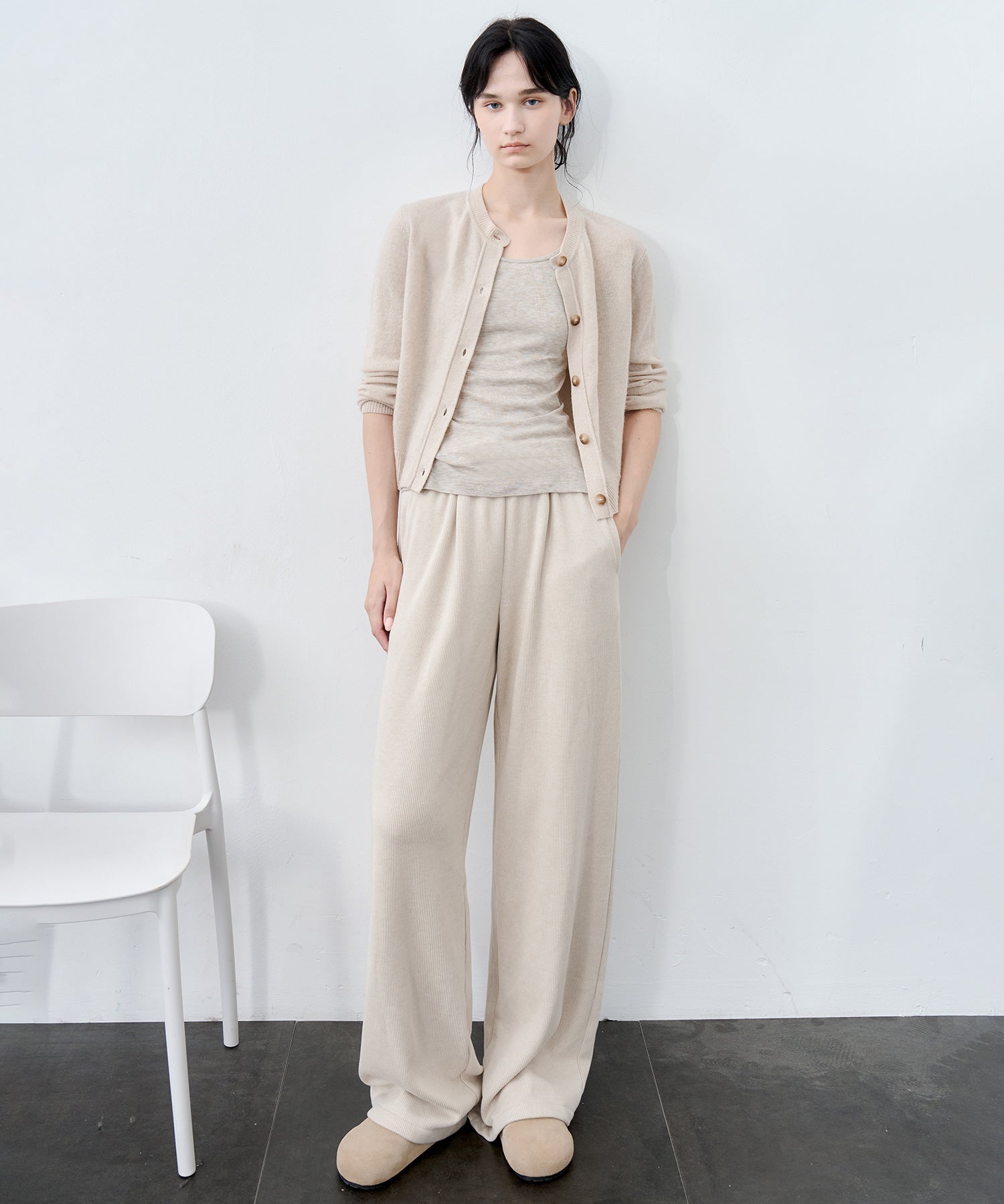 Knit Fleece Drawstring Wide Pants