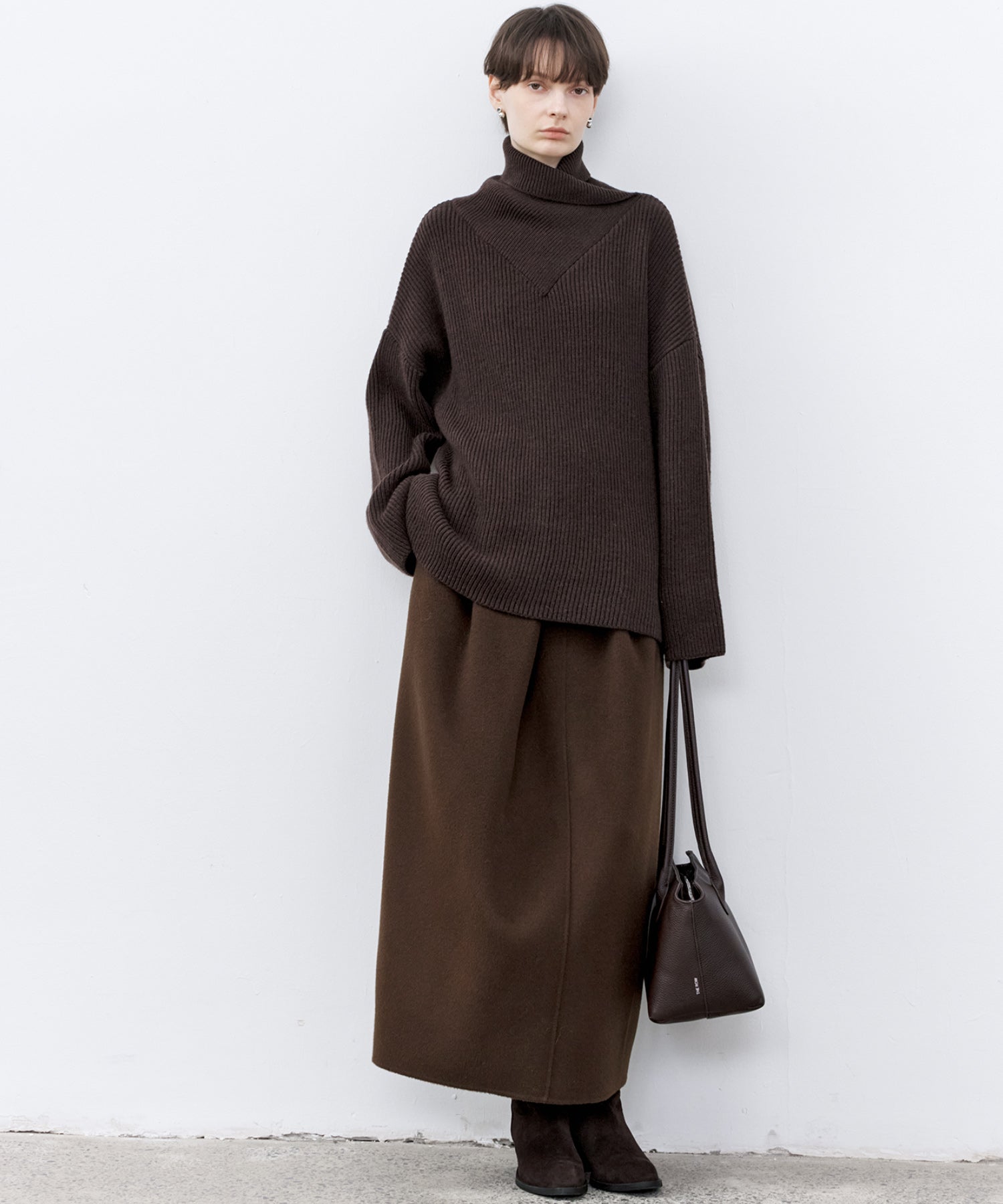 Wool Twill Skirt with Gathered Detail & Bubble Silhouette