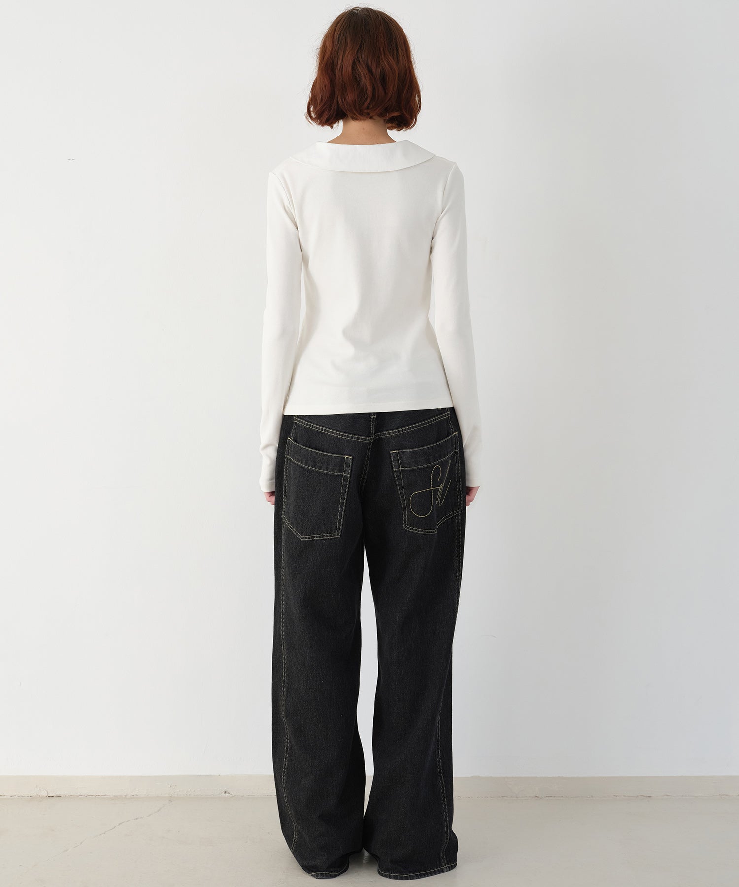 Layered-Look Shirt Collar Slogan Print Slim-Fit Base T-Shirt