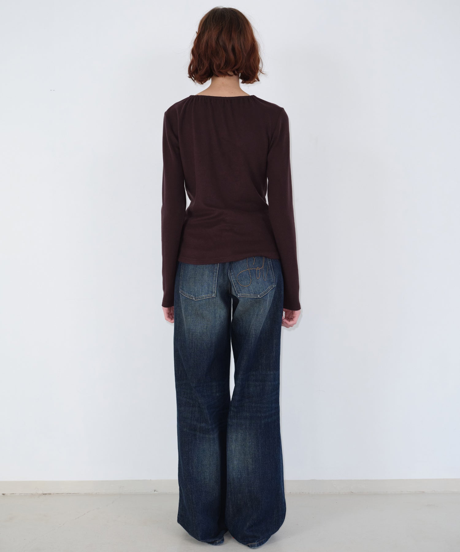 Ribbon Lace-Up Neck Ribbed Cardigan-Style Top