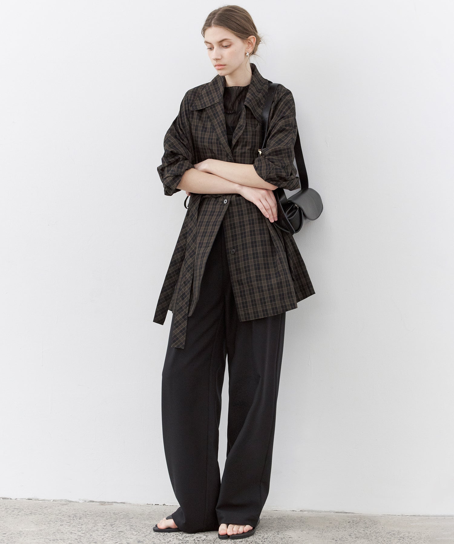 Draped Wide-Leg Tailored Pants