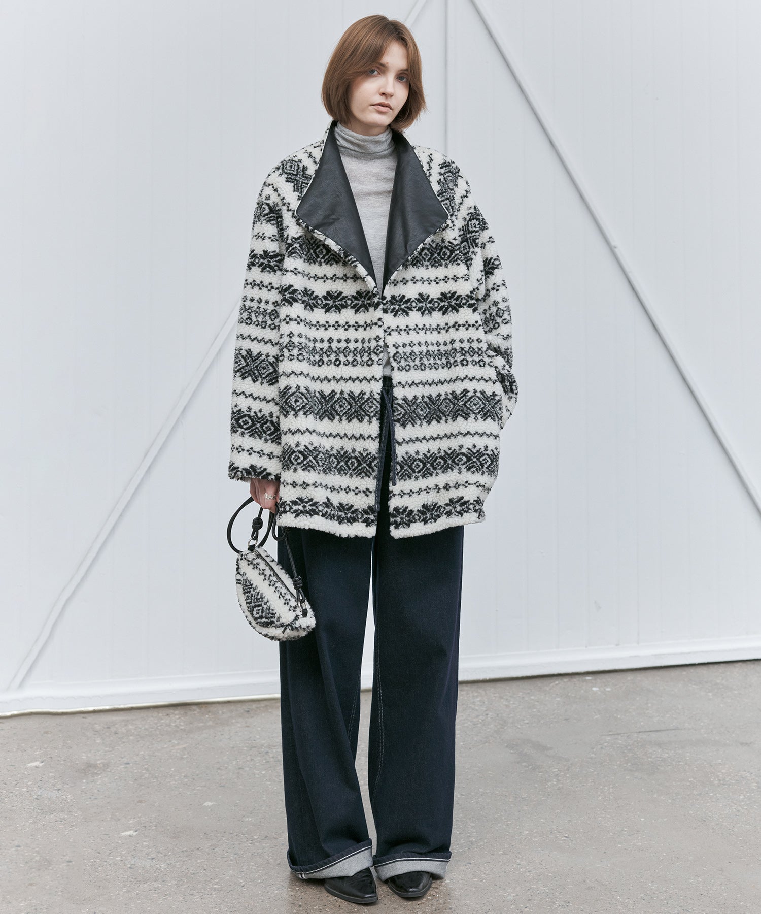 Fair Isle Relaxed Fit Fleece Jacket