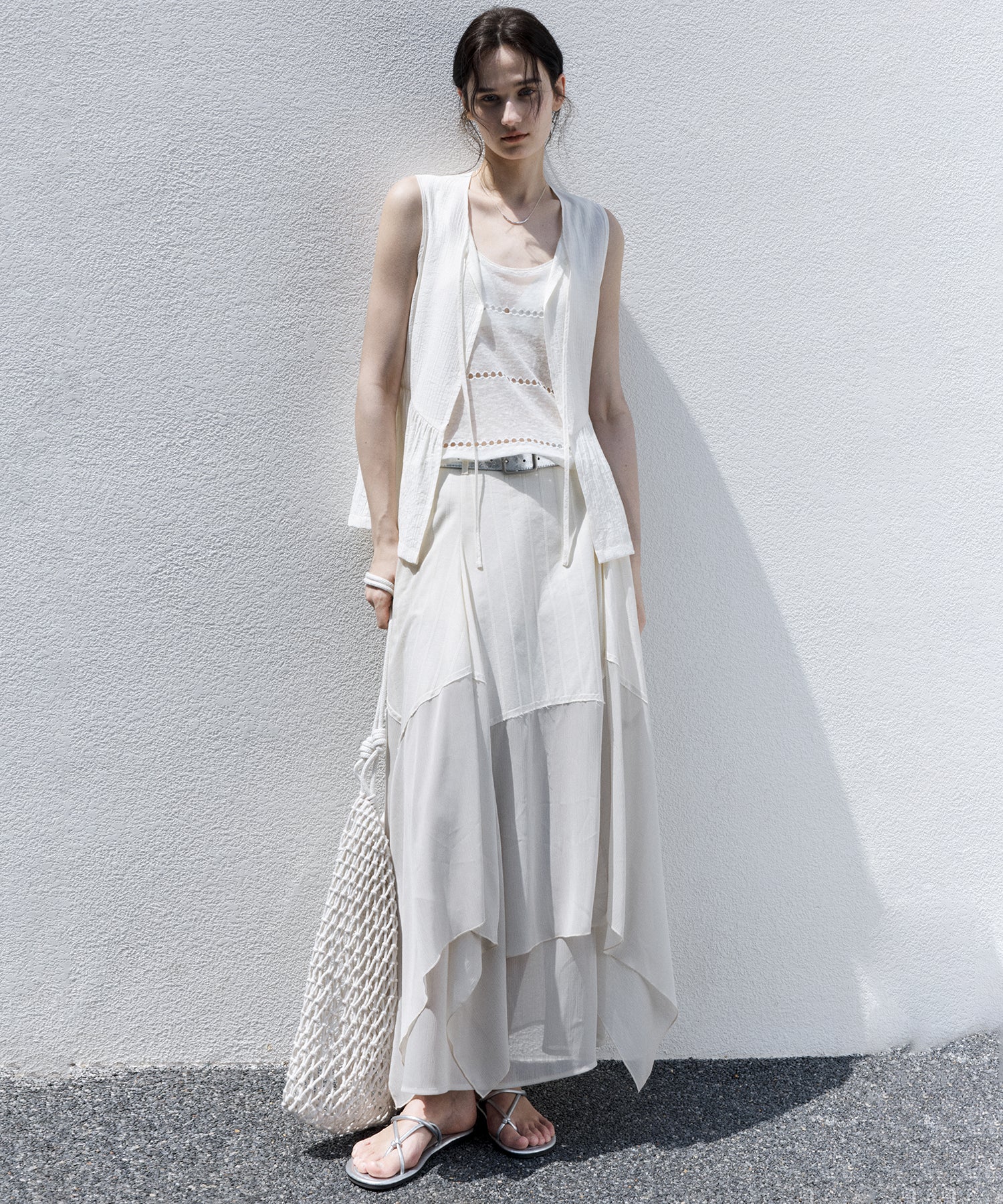 Flowy Tie Design Vest – Layered Look Summer Blouse