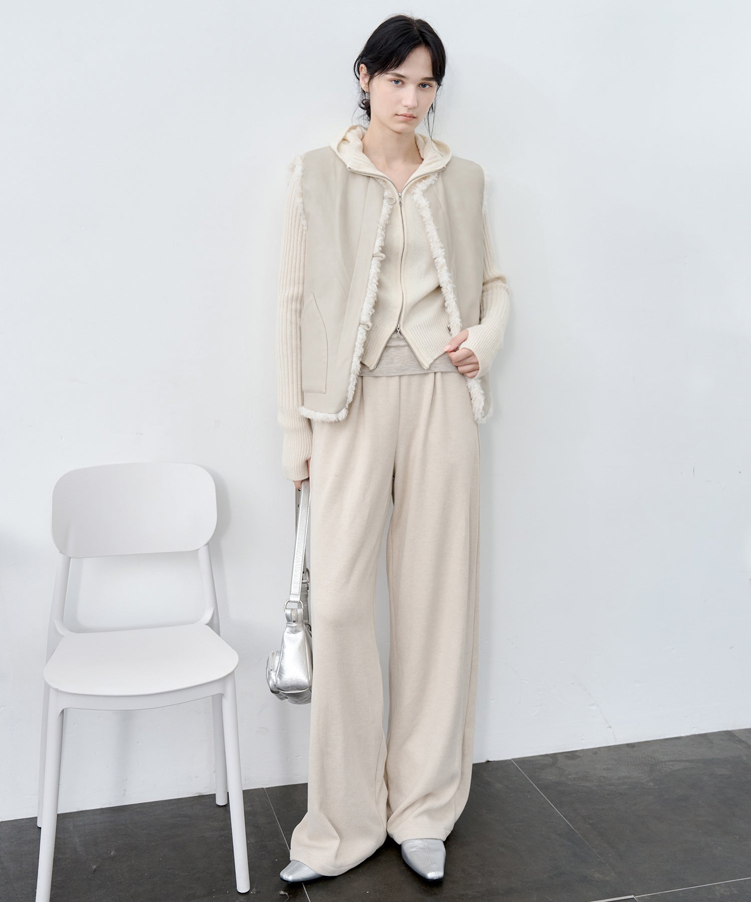 Knit Fleece Drawstring Wide Pants