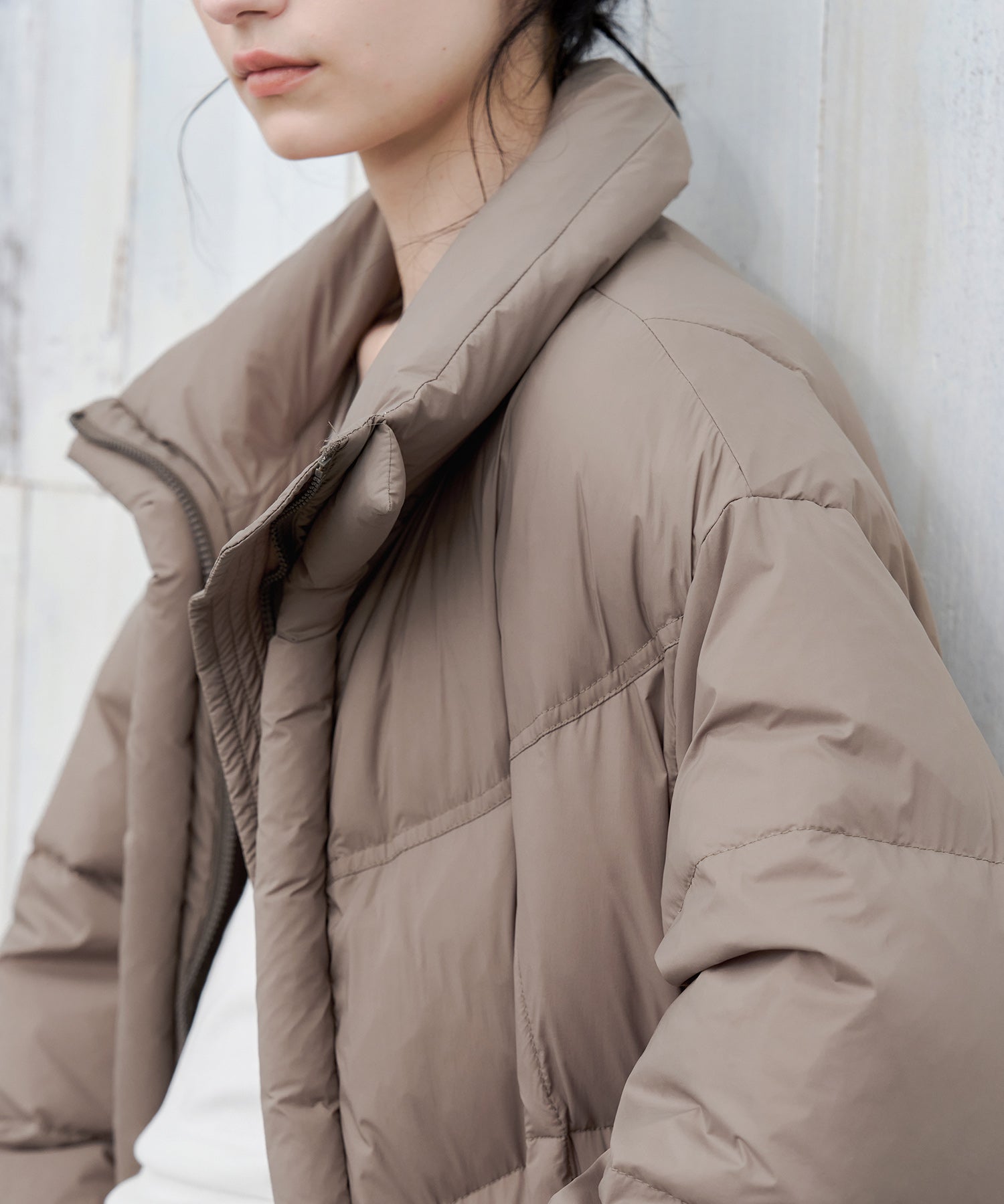 Mid-Length Stand Collar Hooded Oversize Down Coat