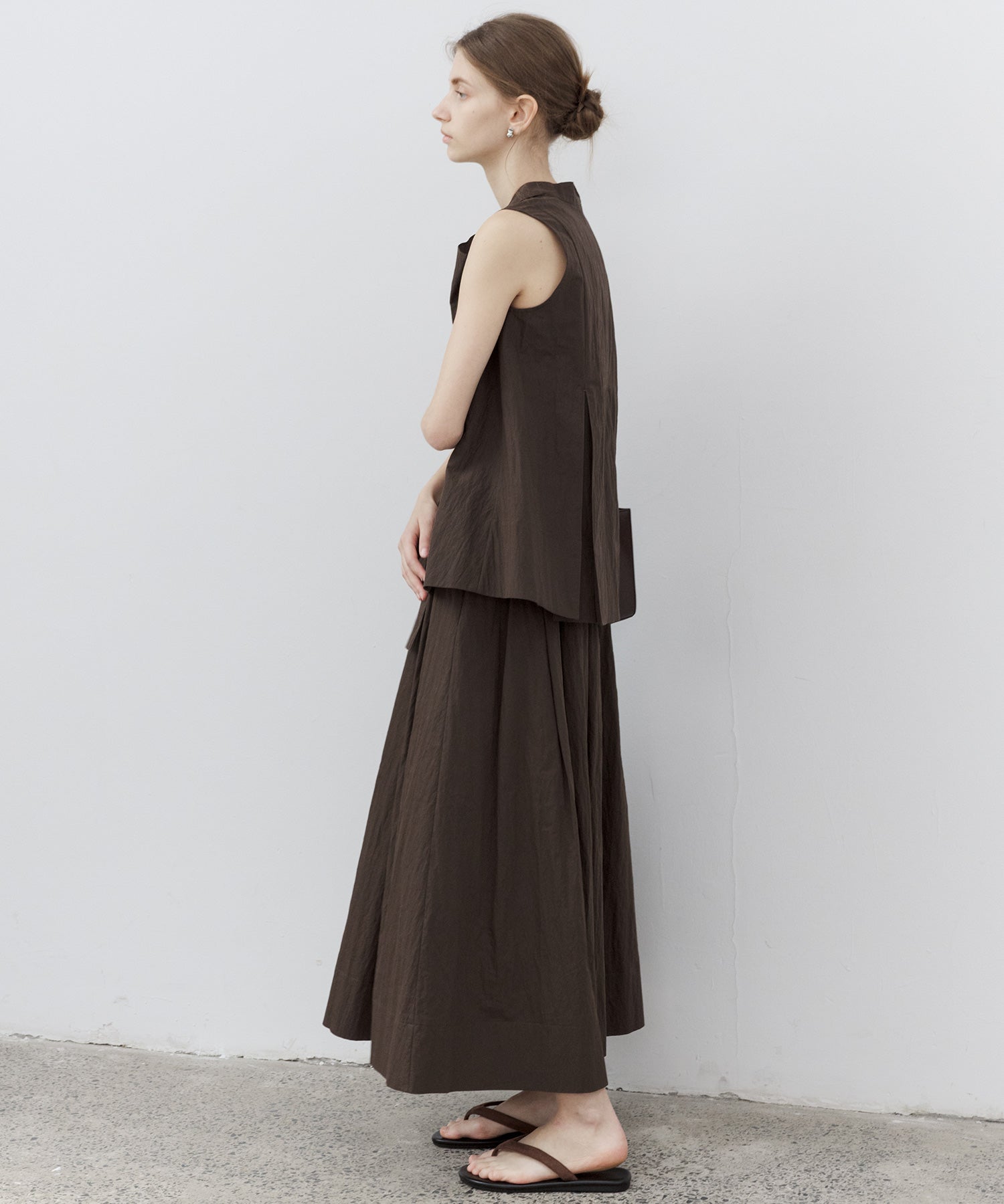 Drape Neck Pleated Blouse with Ribbon
