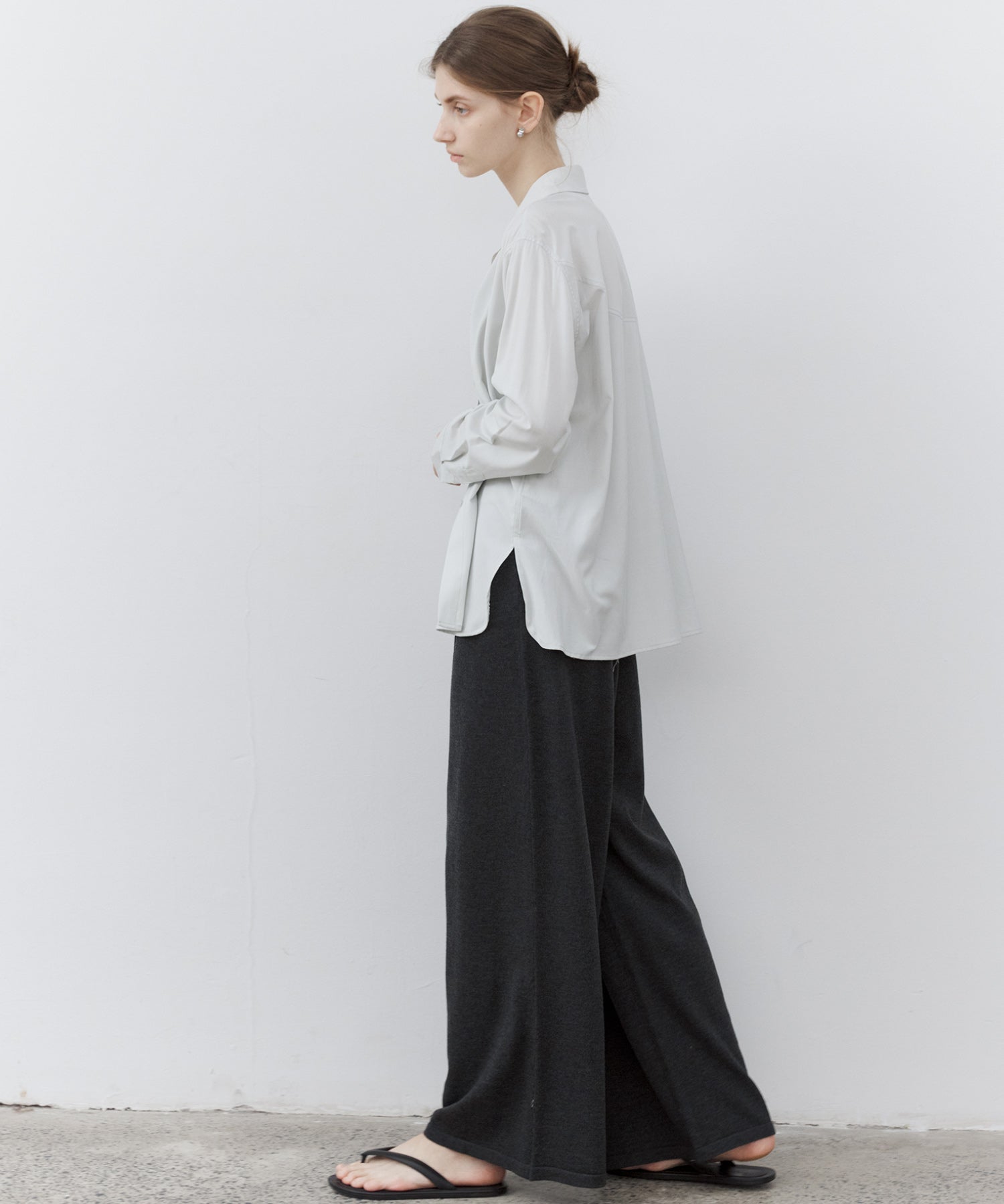 Waist Tuck Knit Wide-Leg Pants