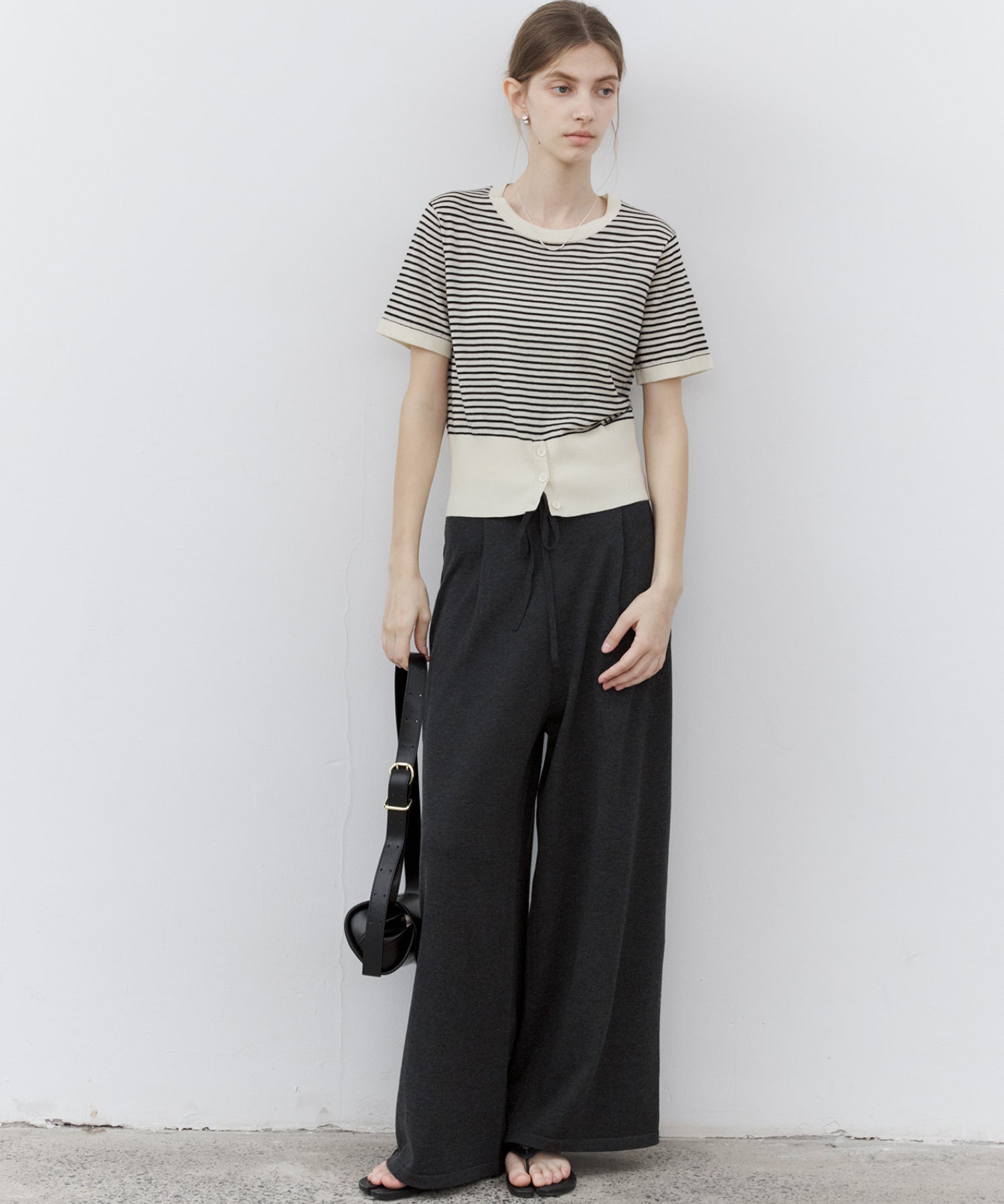 Waist Tuck Knit Wide-Leg Pants
