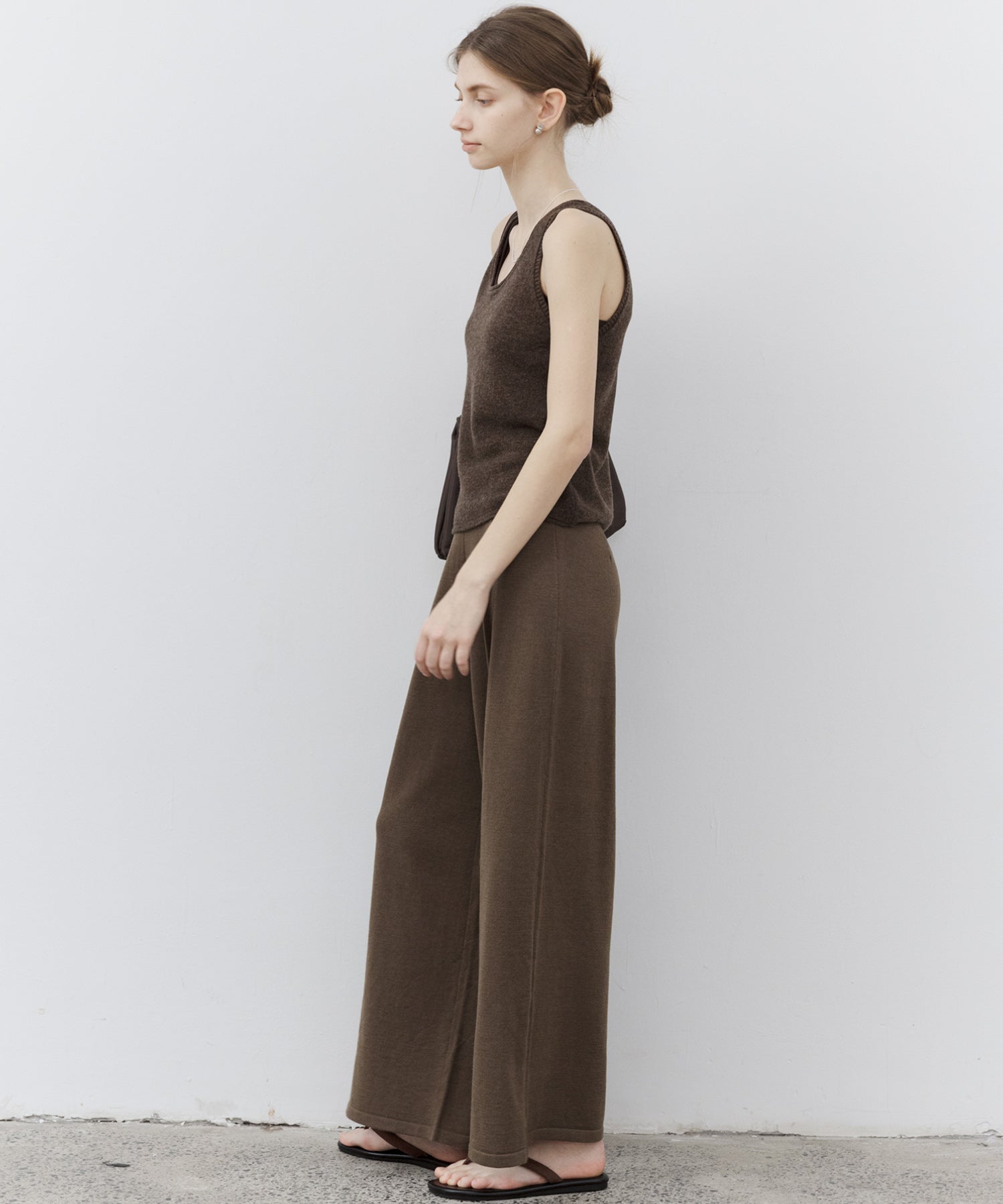 Waist Tuck Knit Wide-Leg Pants