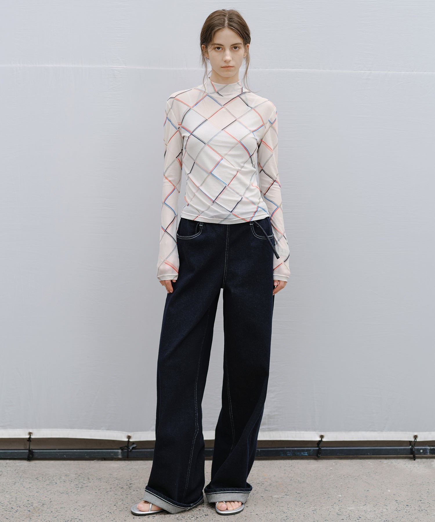 Drawstring Straight Washed Denim Pants