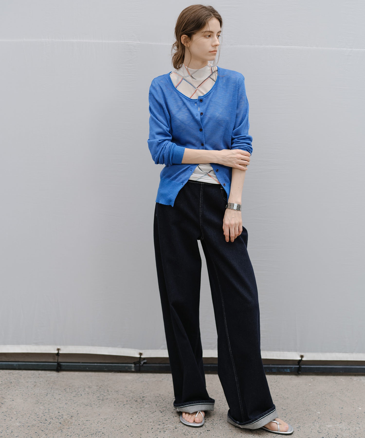 Drawstring Straight Washed Denim Pants