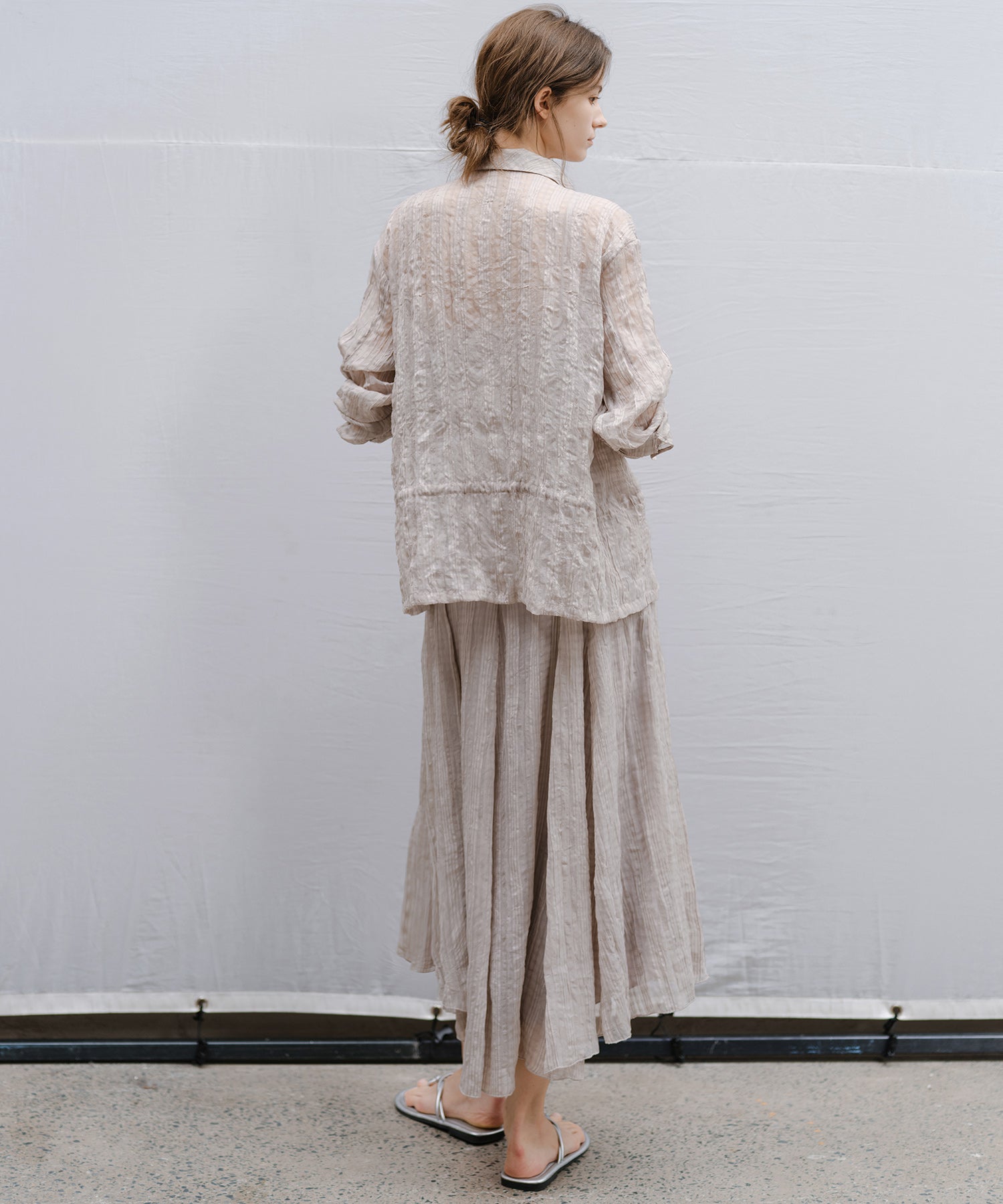 Asymmetric Hem Crinkled Check Midi Skirt – A-Line Silhouette