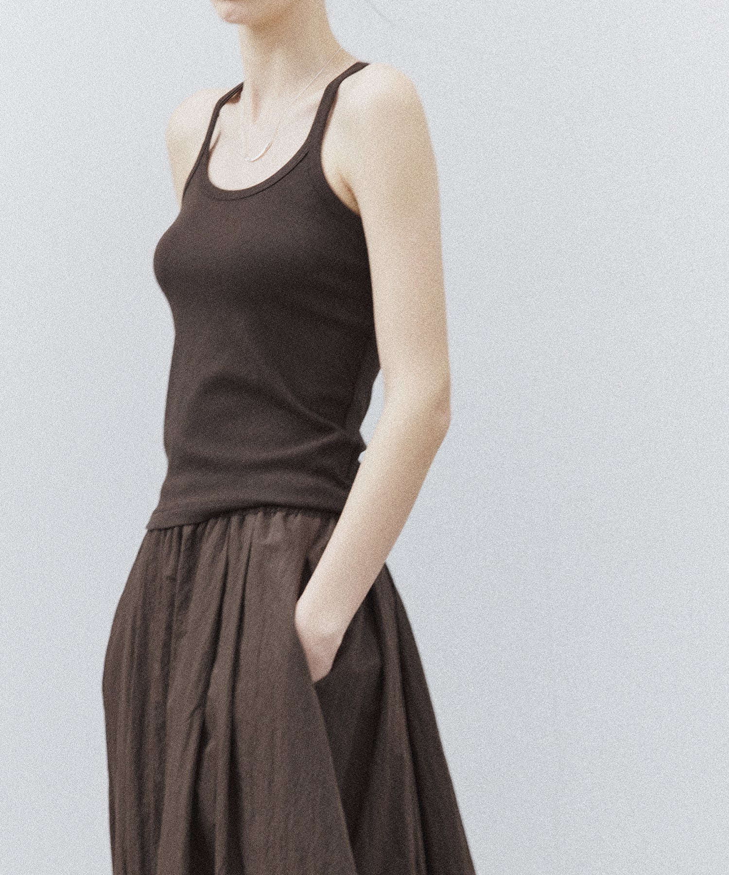 Stretch Ribbed U-Neck Tank Top