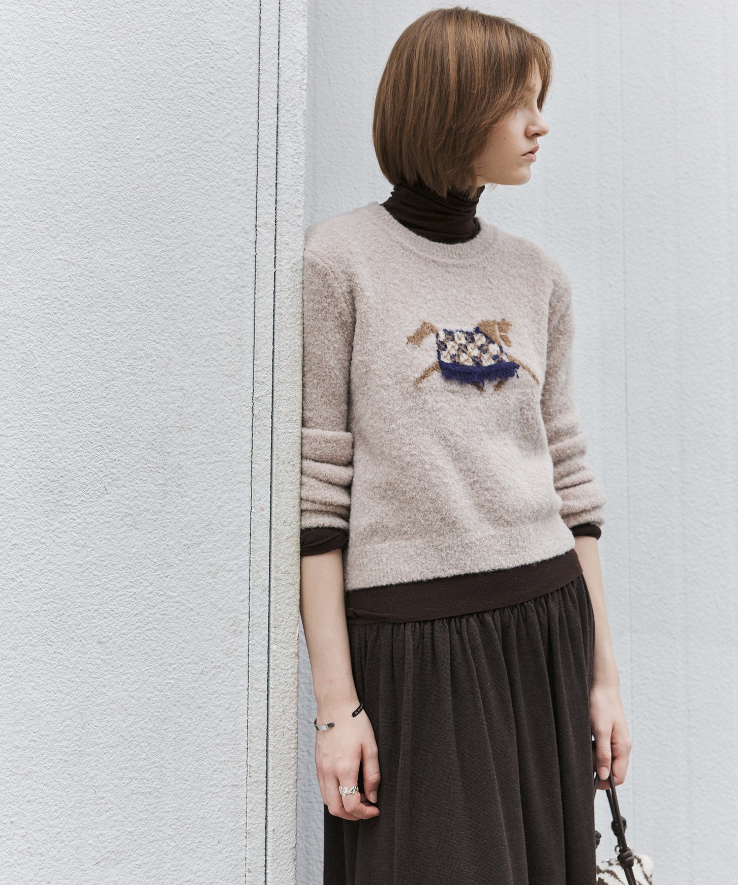 Pony Jacquard Crewneck Knit Sweater